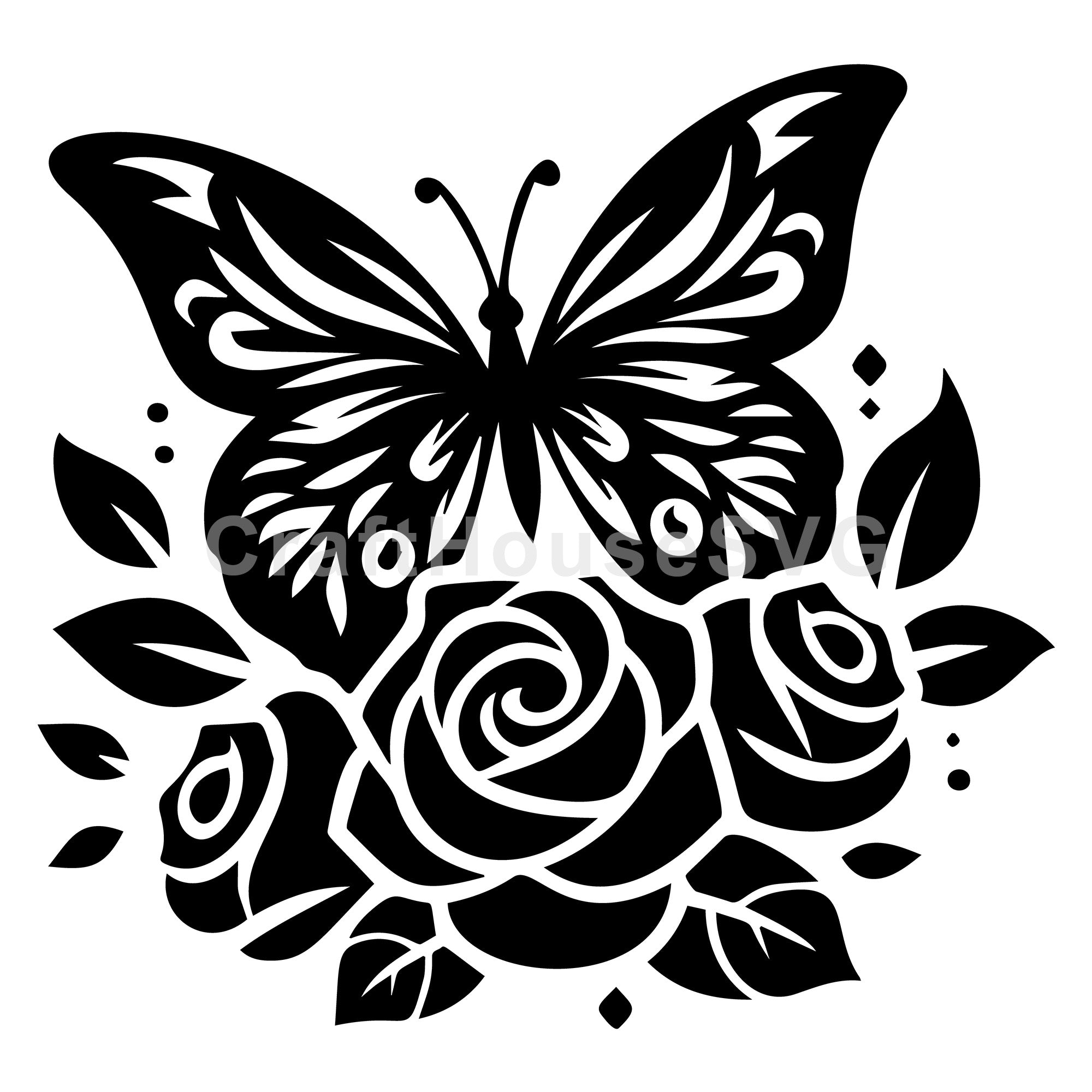 Butterfly and Roses SVG