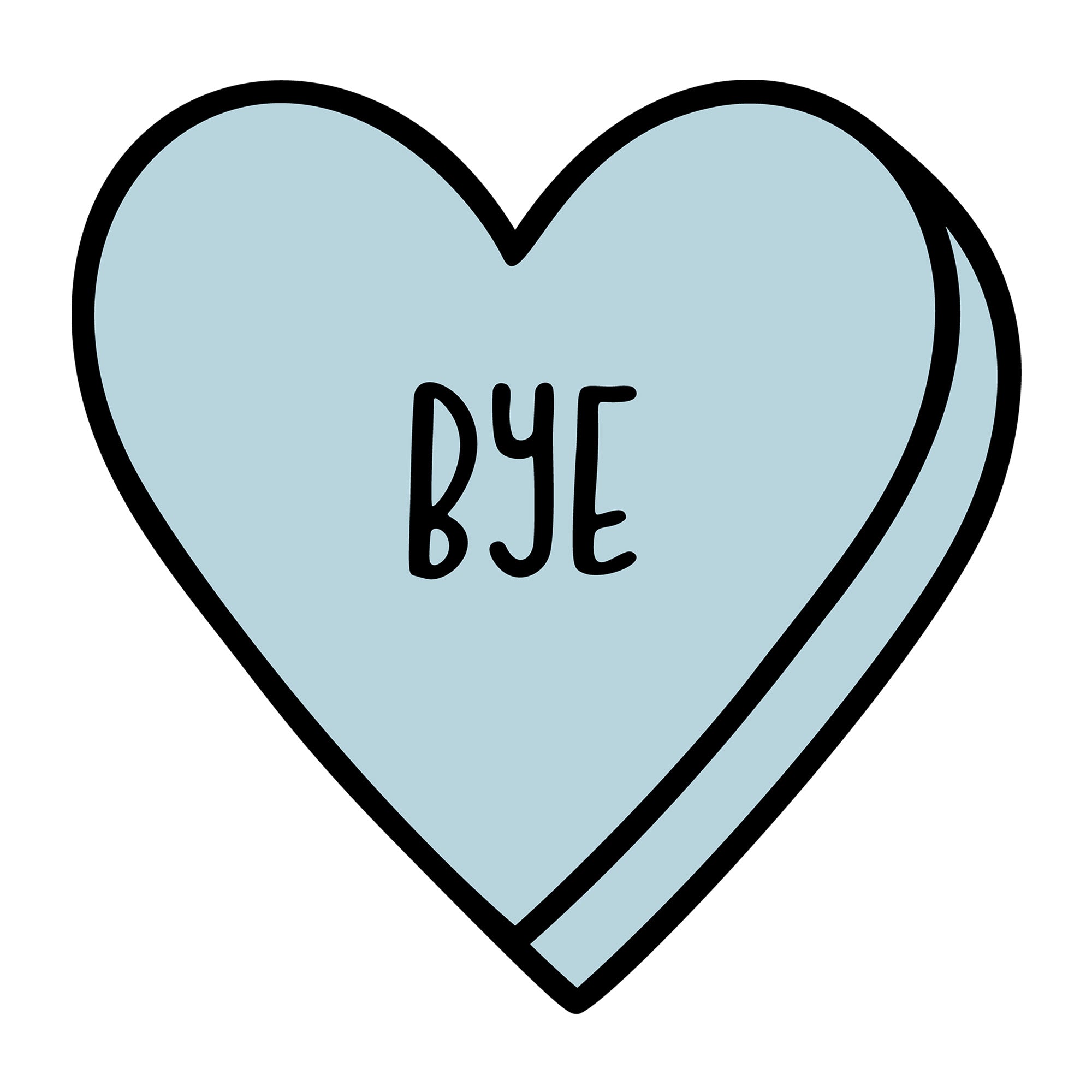 Bye SVG design for Cricut, Silhouette, laser cutting, vinyl, sublimation, Valentine conversation hearts, and craft projects.