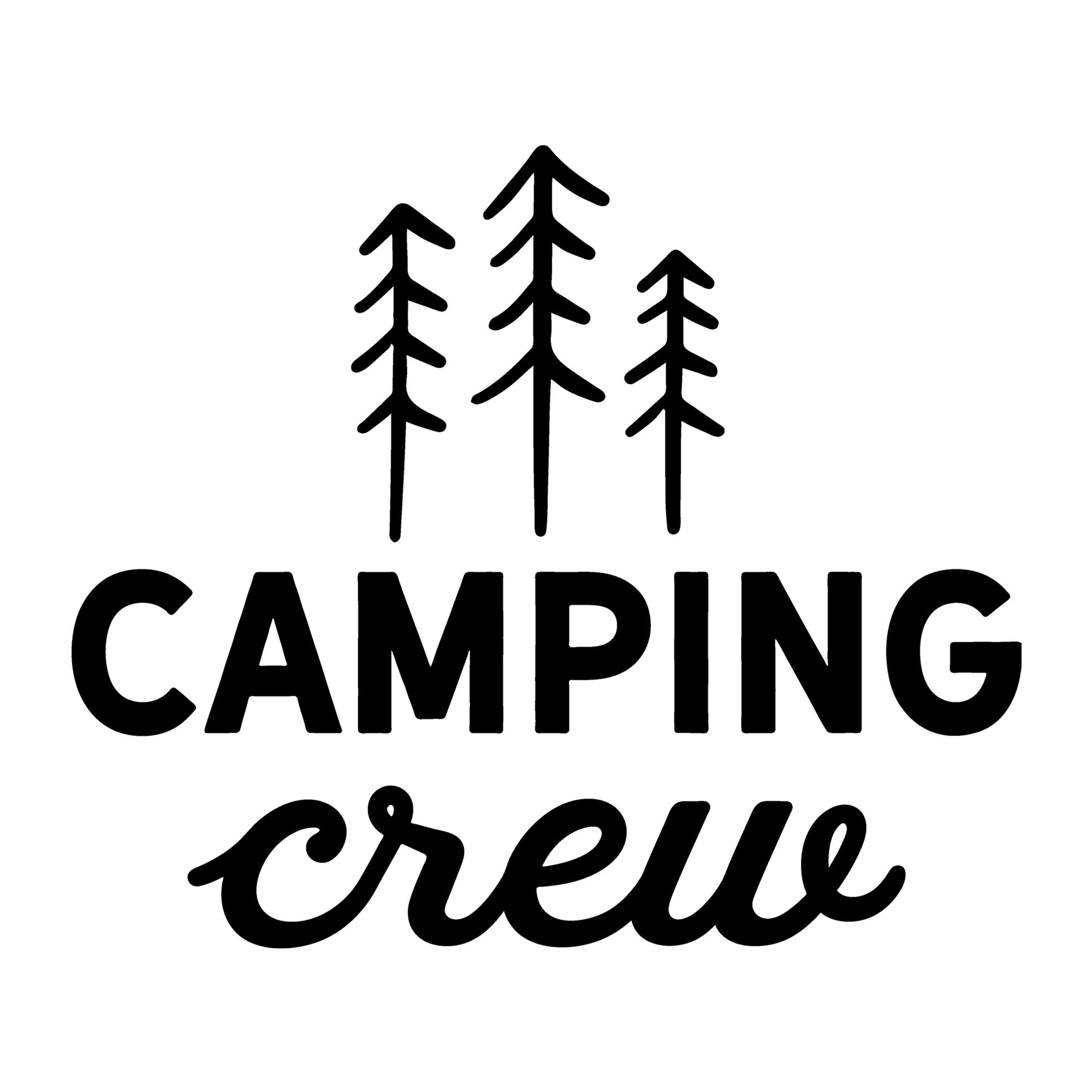 Camping Crew SVG design for Cricut, Silhouette, laser cutting, vinyl, sublimation, camping shirts, signs, decals, mugs, and DIY craft projects.