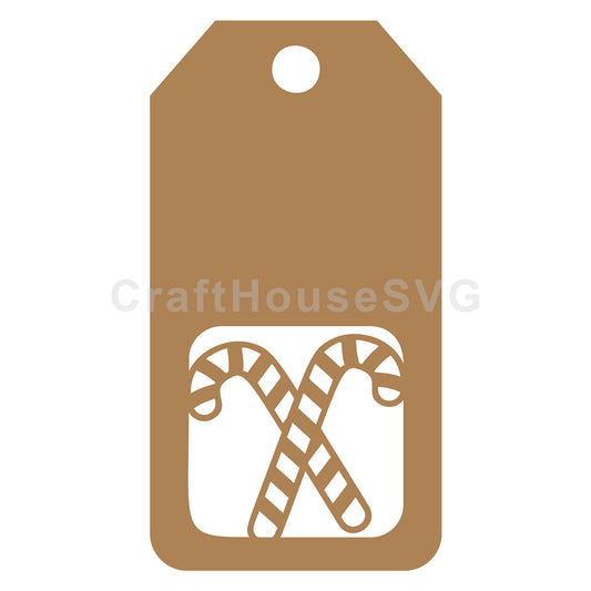 Candy Cane Gift Tag SVG