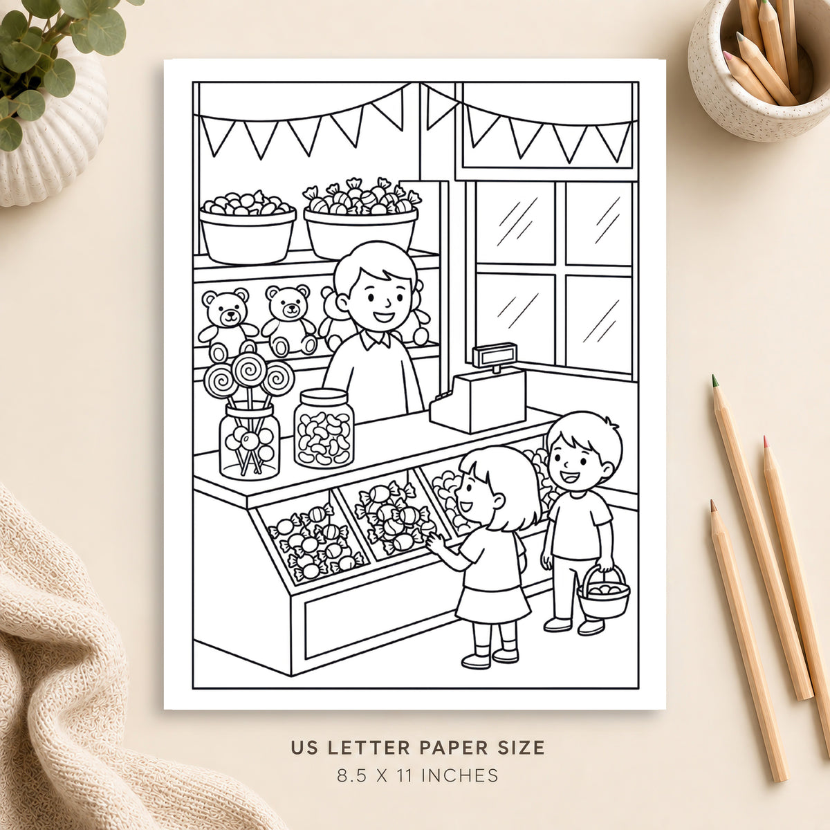 Candy Shop Coloring Page 1