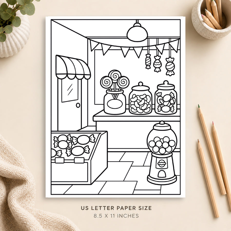 Candy Shop Coloring Page 3
