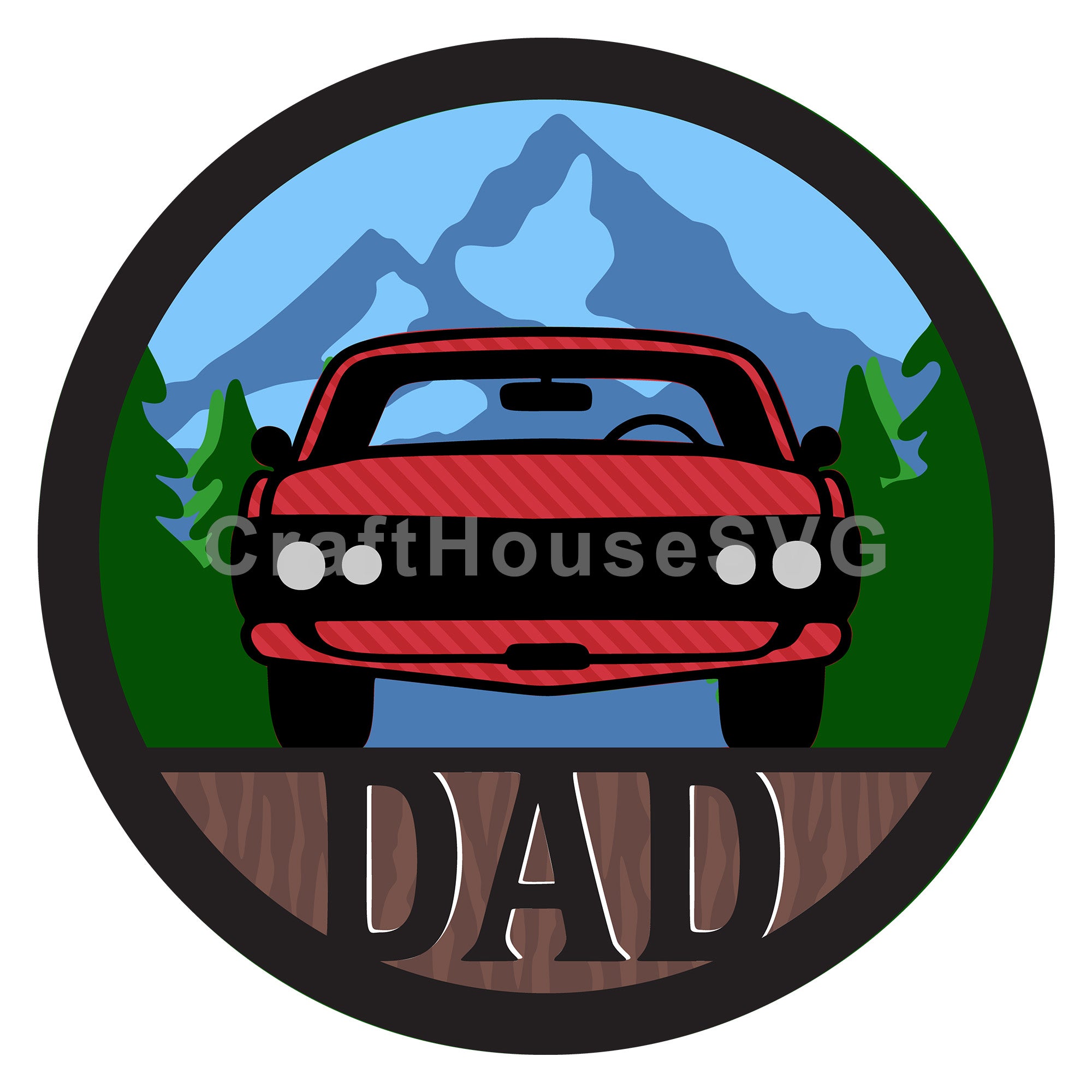 Car 3D Layered Dad SVG