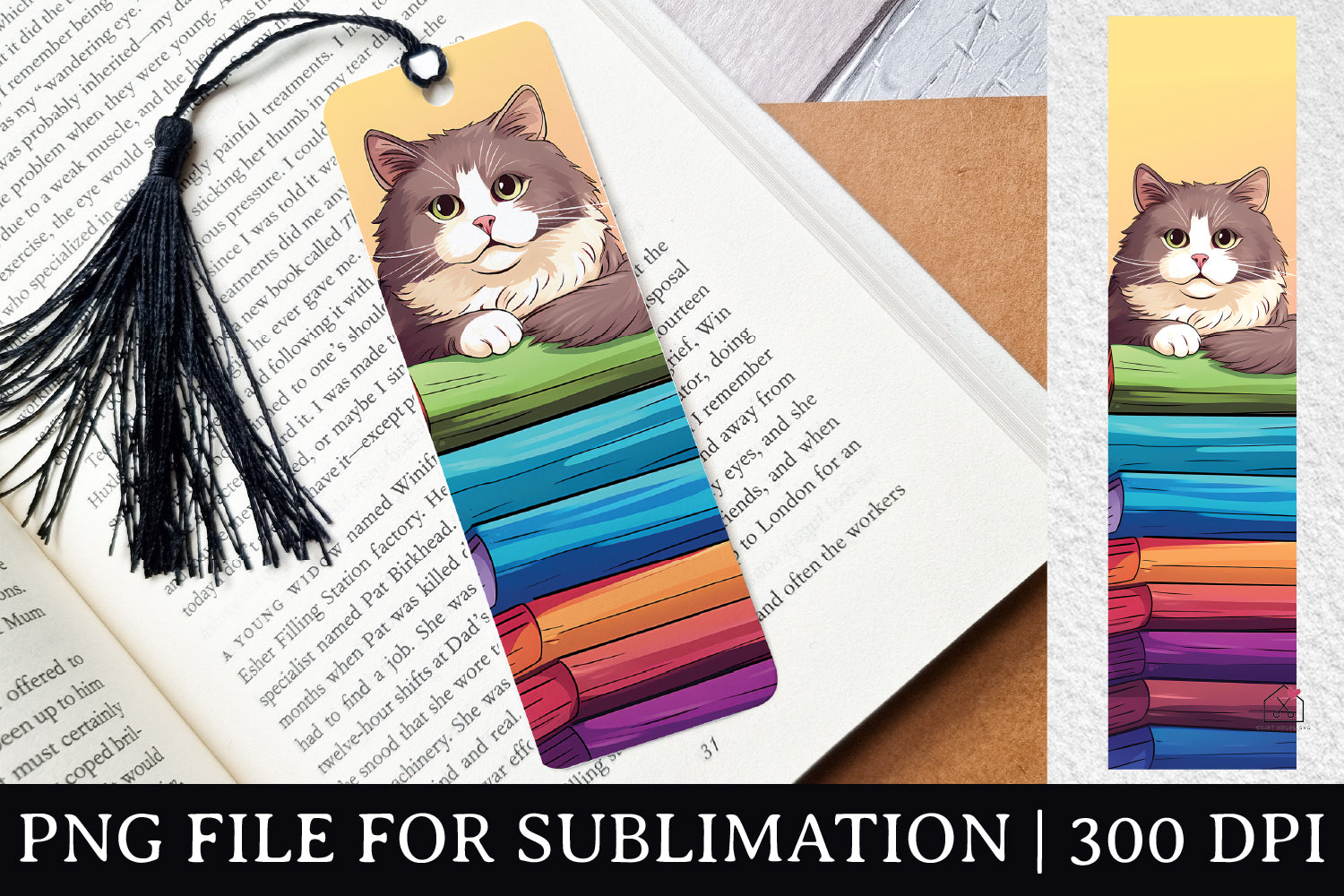 FREE Cat Bookmark Sublimation Design PNG