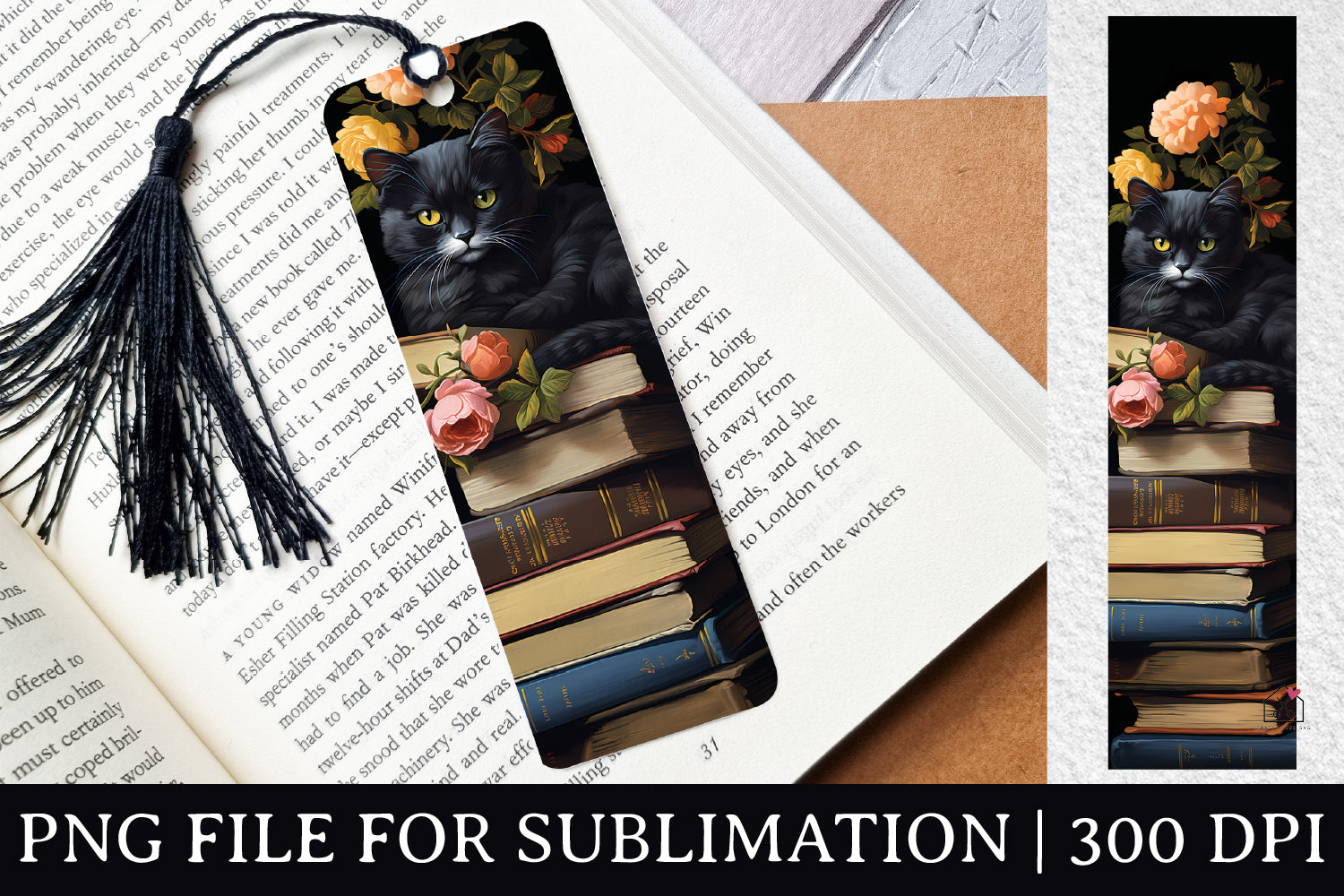 FREE Cat Bookmark Sublimation Design PNG