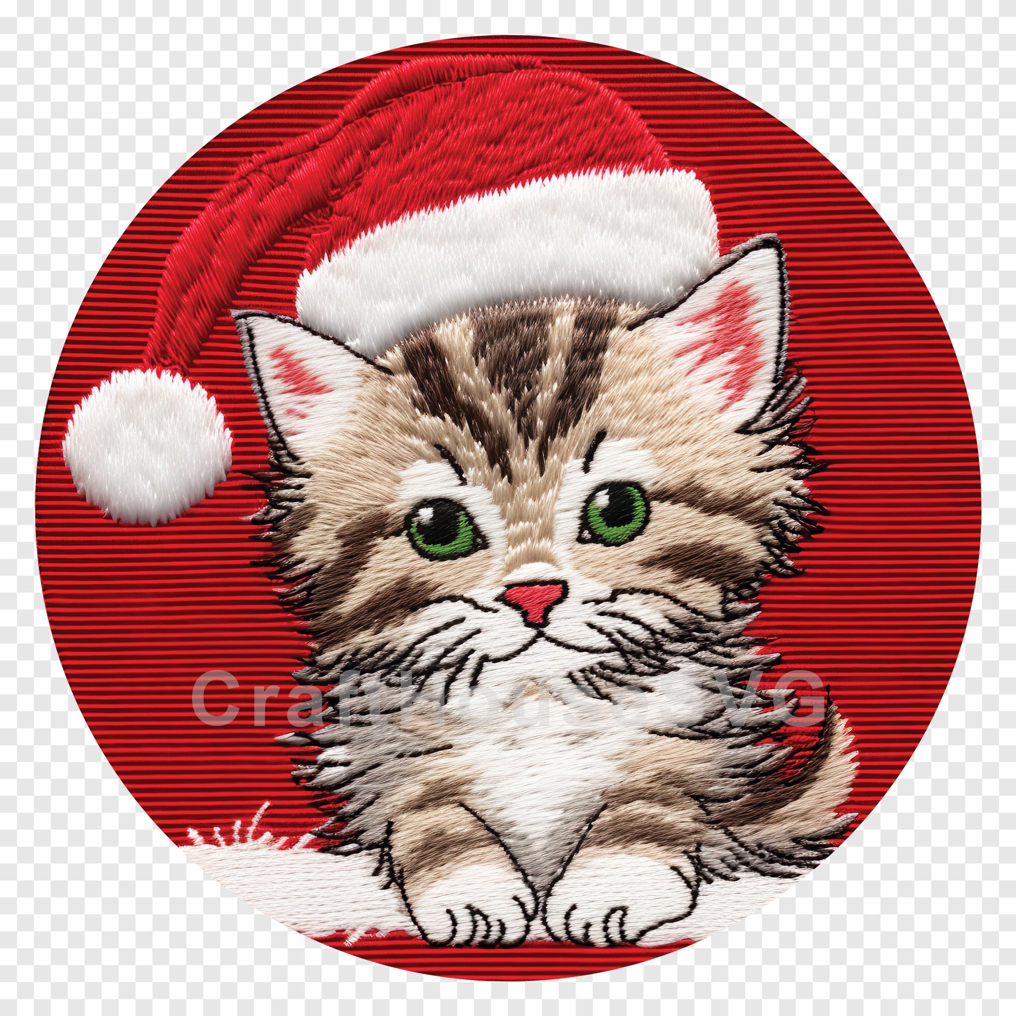 Cat Christmas 3D Ornament Sublimation Design PNG