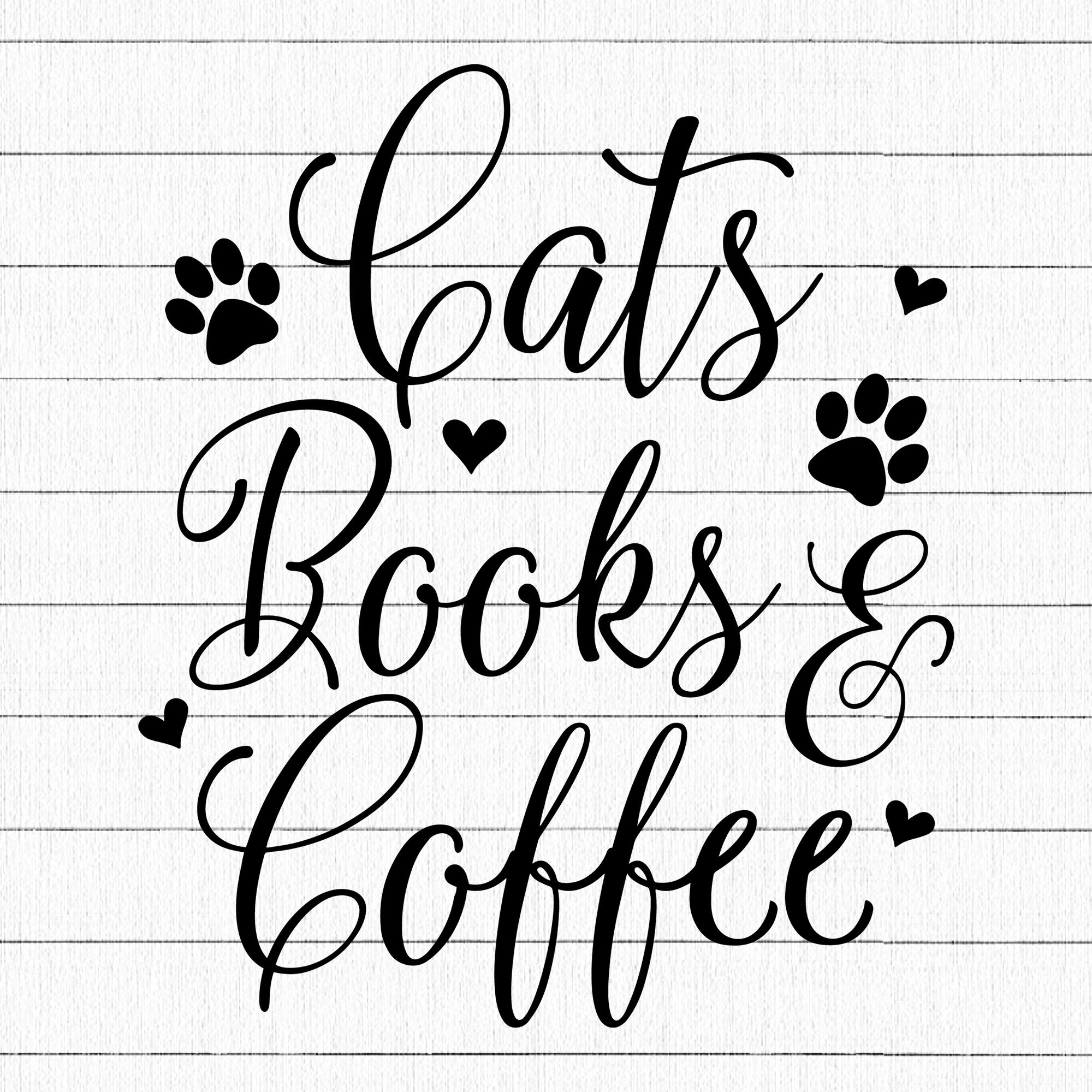 Cats books and coffee SVG | M25F2