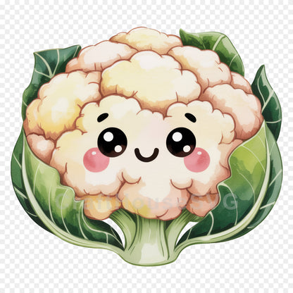 Kawaii Vegetables Clipart Sublimation Bundle PNG