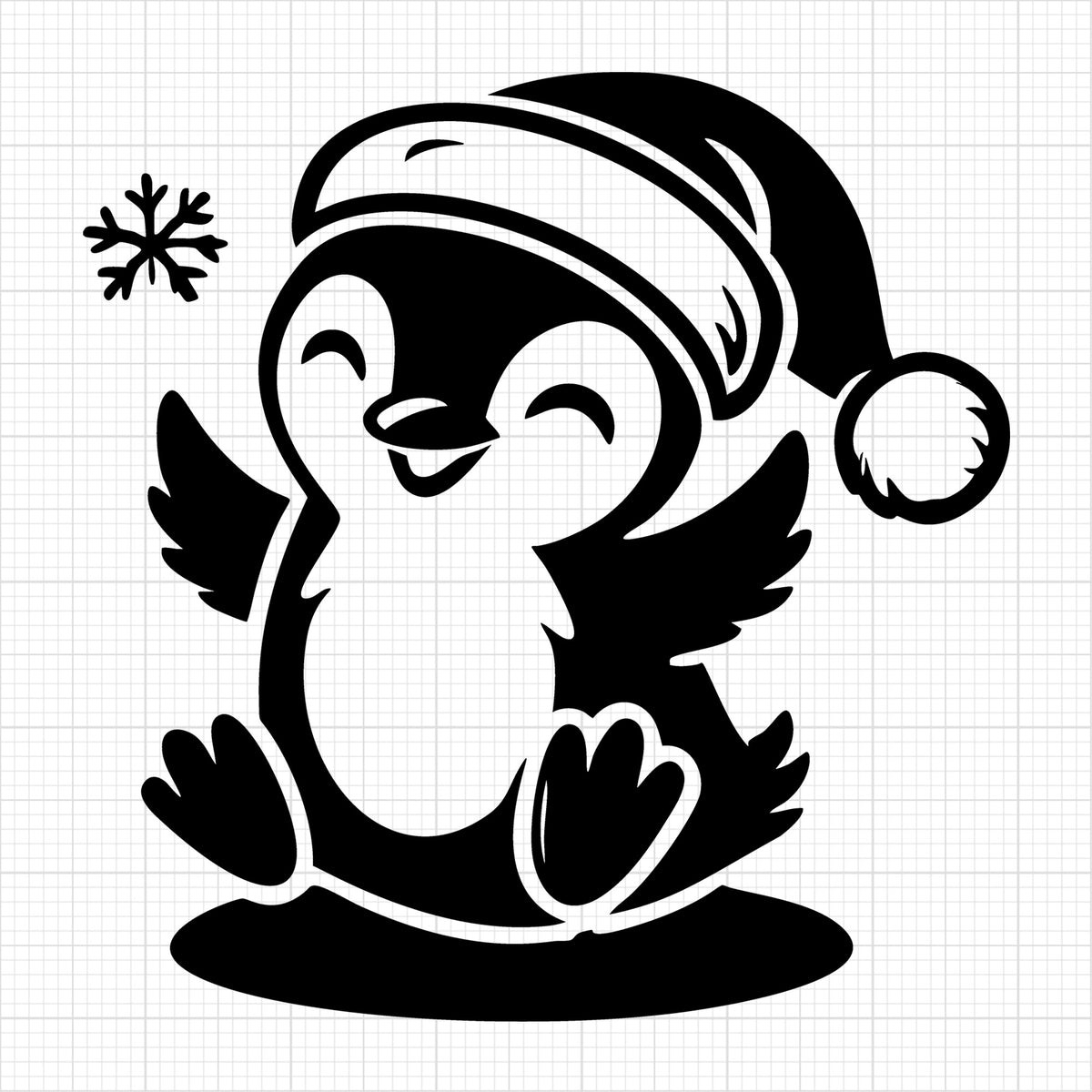 Cheerful Penguin Enjoying Snow with Santa Hat