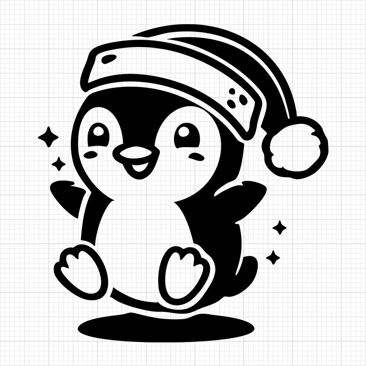Cheerful Penguin in Santa Hat Smiling