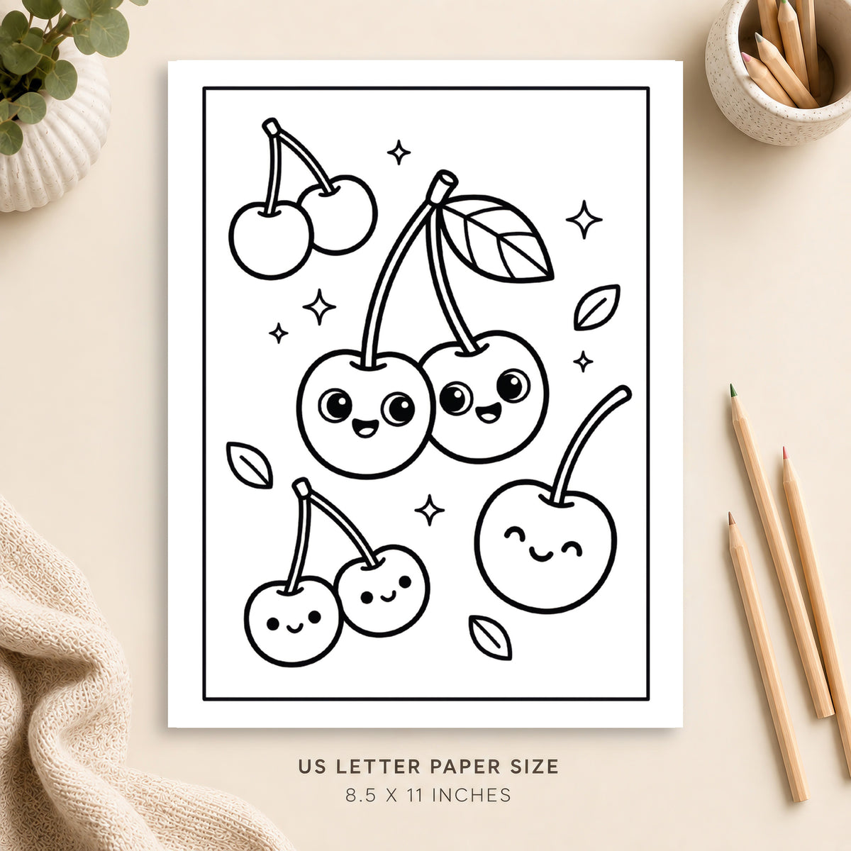 Cherry Coloring Page 4