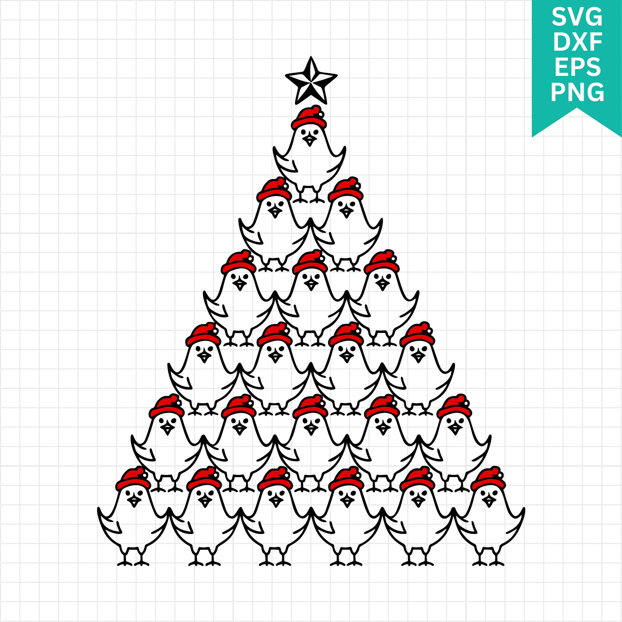 Chicken Christmas Tree SVG