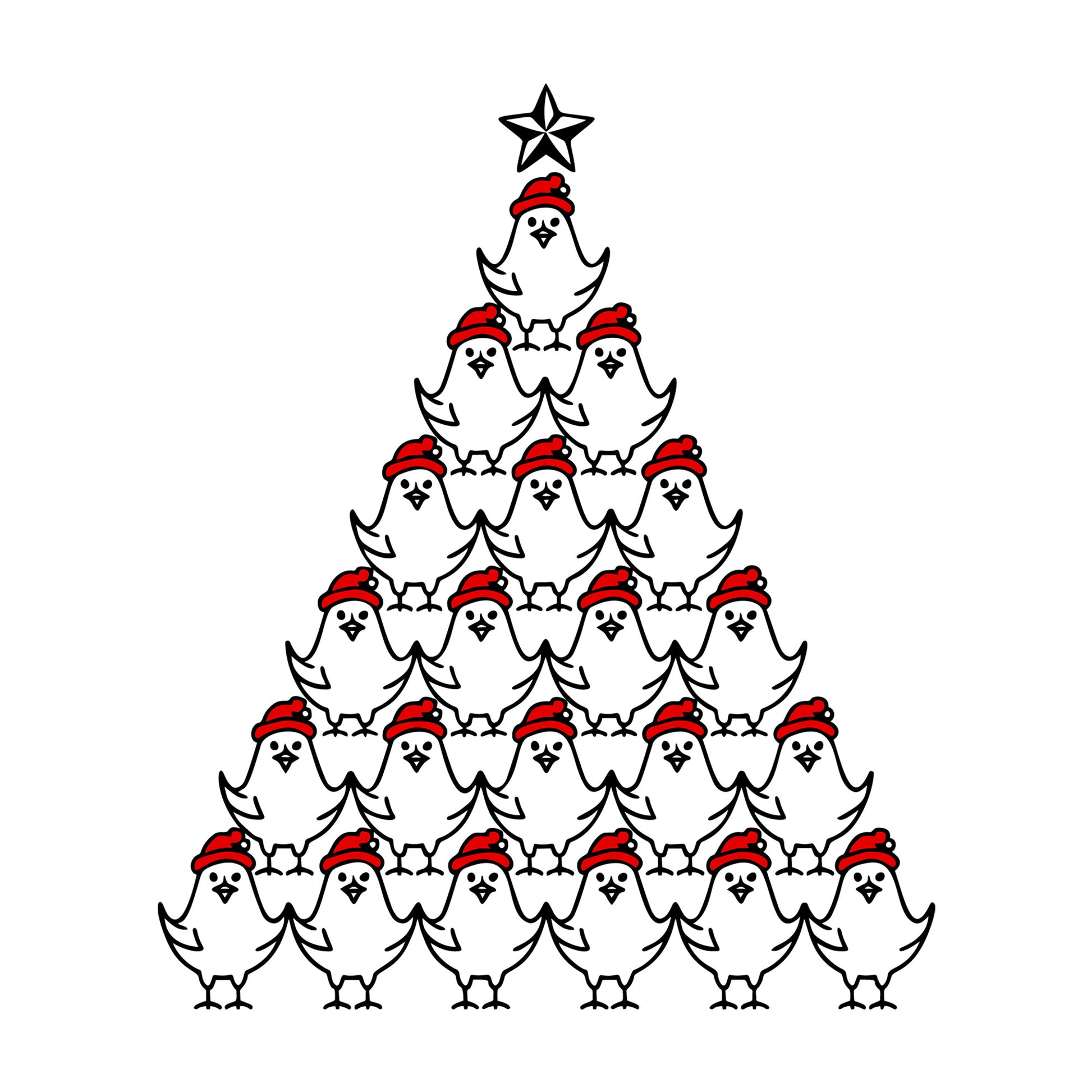 Chicken Christmas Tree SVG design for Cricut, Silhouette, laser cutting, vinyl, sublimation, and craft projects.
