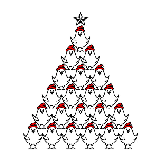 Chicken Christmas Tree SVG design for Cricut, Silhouette, laser cutting, vinyl, sublimation, and craft projects.