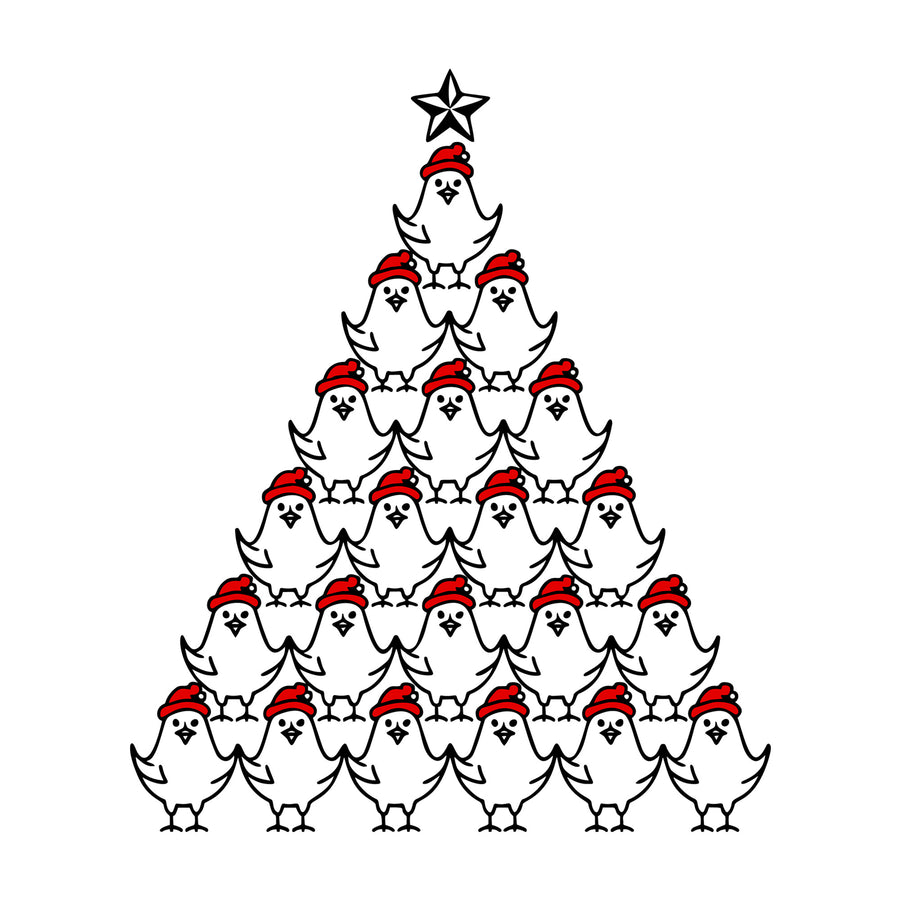 Chicken Christmas Tree SVG design for Cricut, Silhouette, laser cutting, vinyl, sublimation, and craft projects.