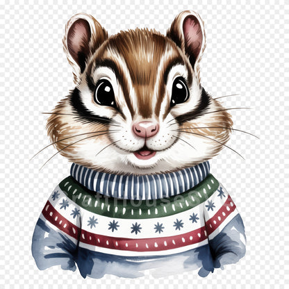 Woodland Animals Christmas Sweater Clipart Bundle