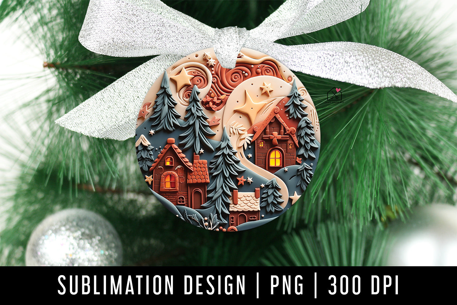Christmas 3D Ornament Sublimation Design PNG