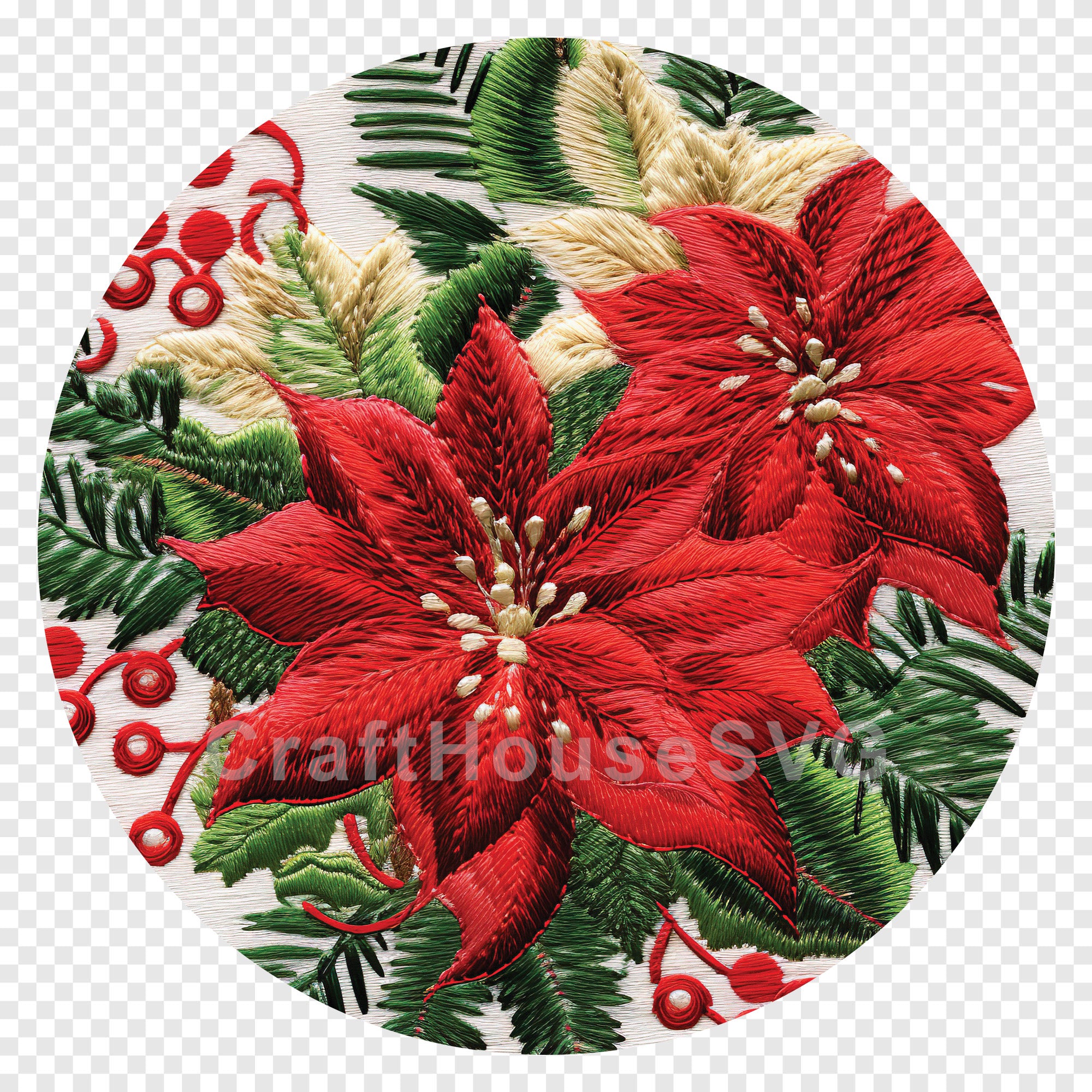 Christmas Floral 3D Ornament Sublimation Design PNG