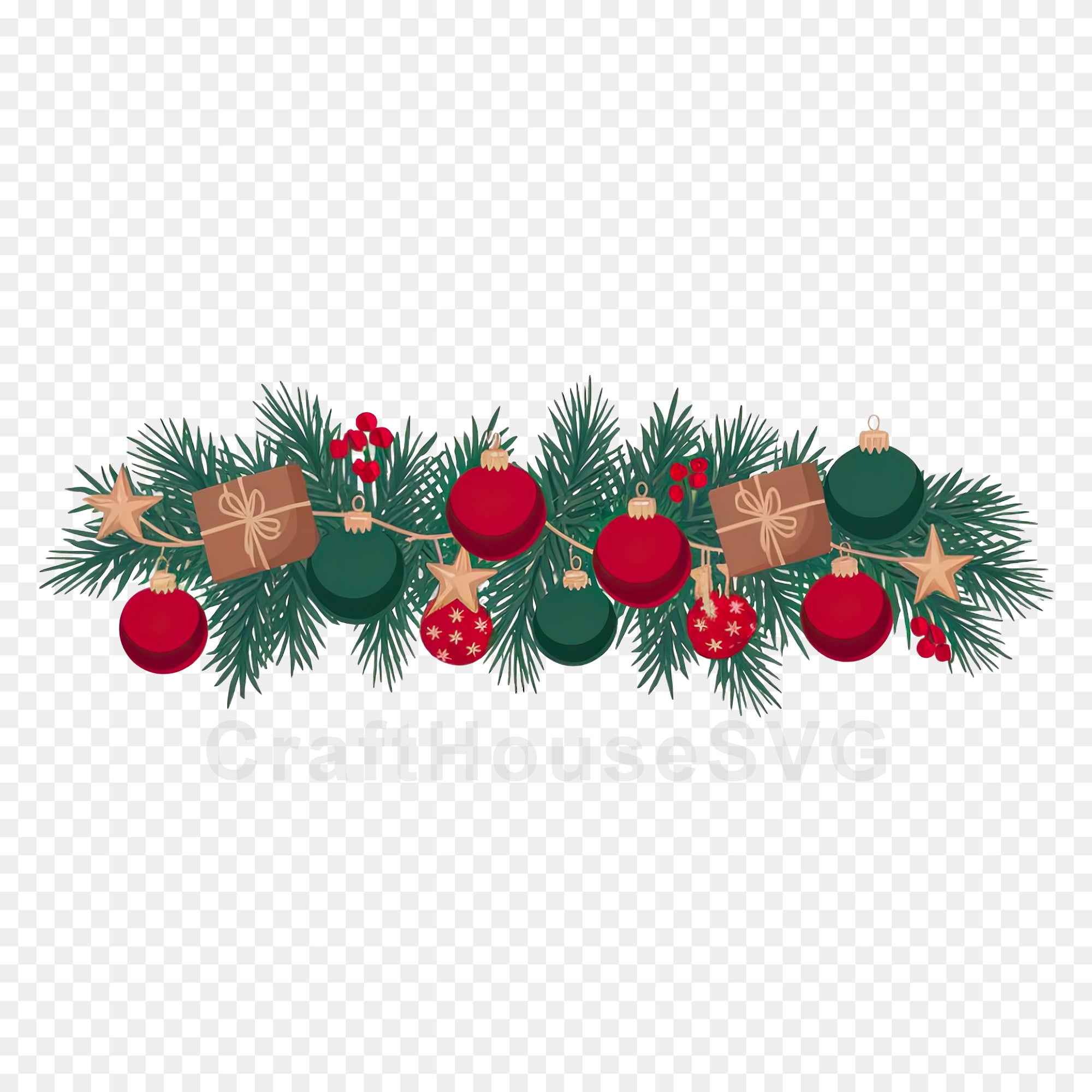 Christmas Garland PNG Clip Art Sublimation