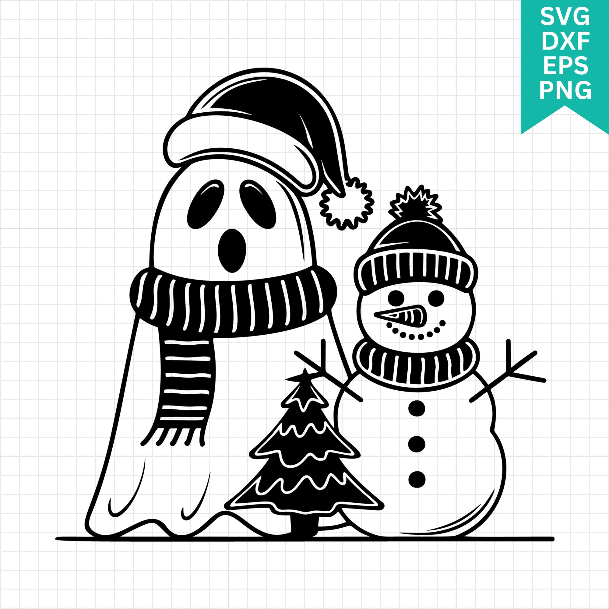 Christmas Ghost and Snowman SVG