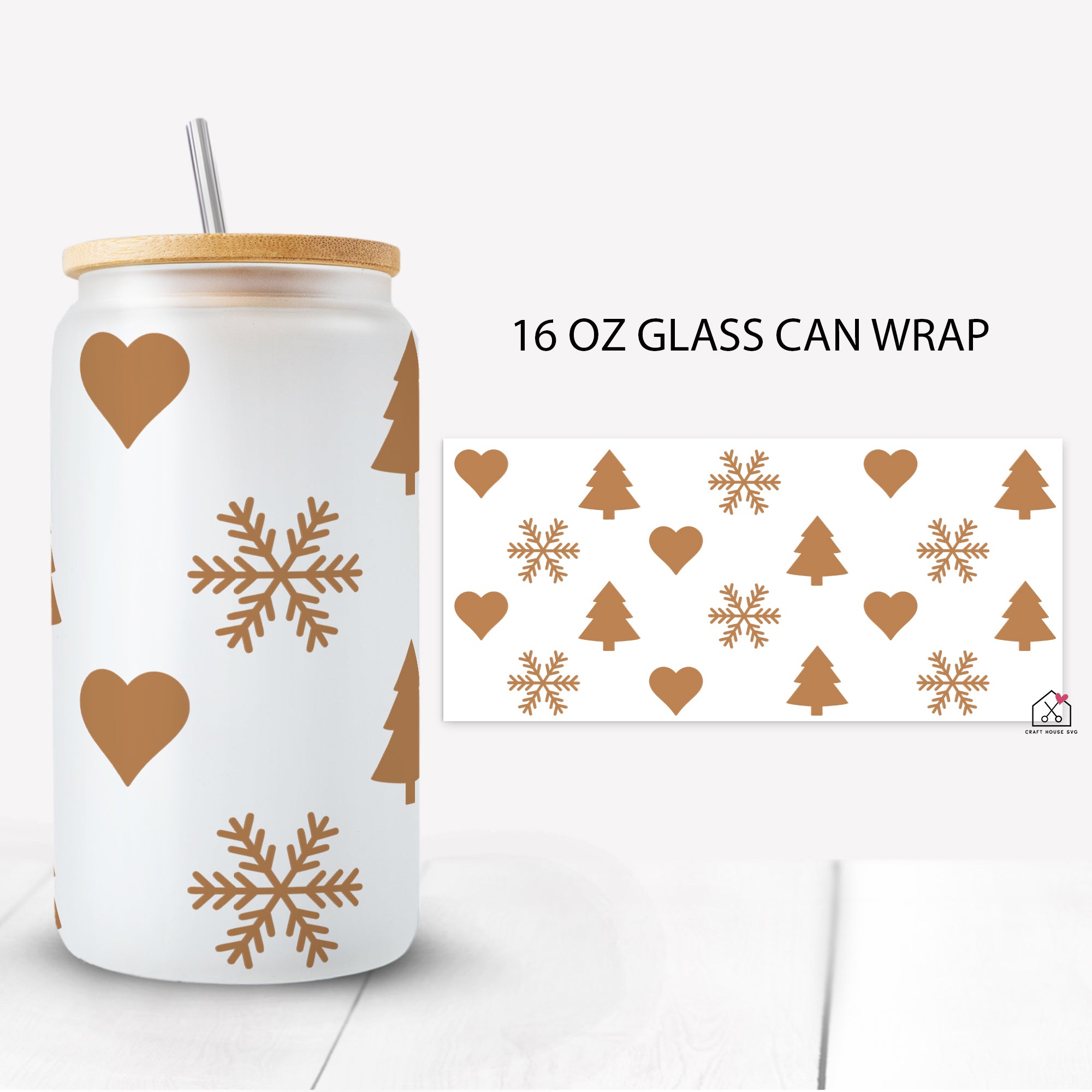 Christmas Glass Can Wrap Glass Can Wrap SVG Cut File