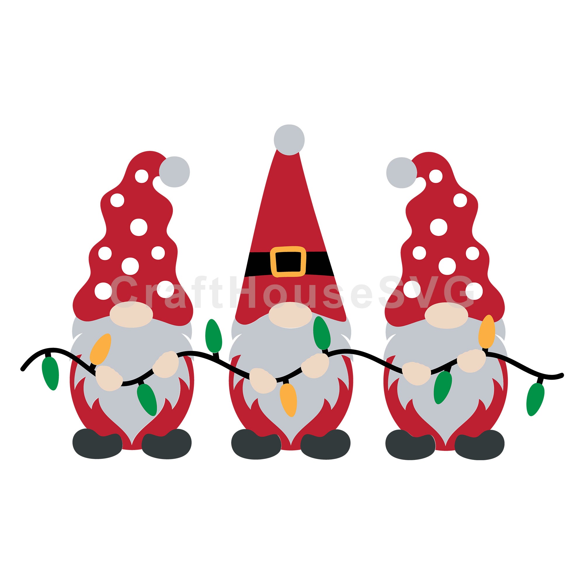 Gnomes with Christmas Lights SVG