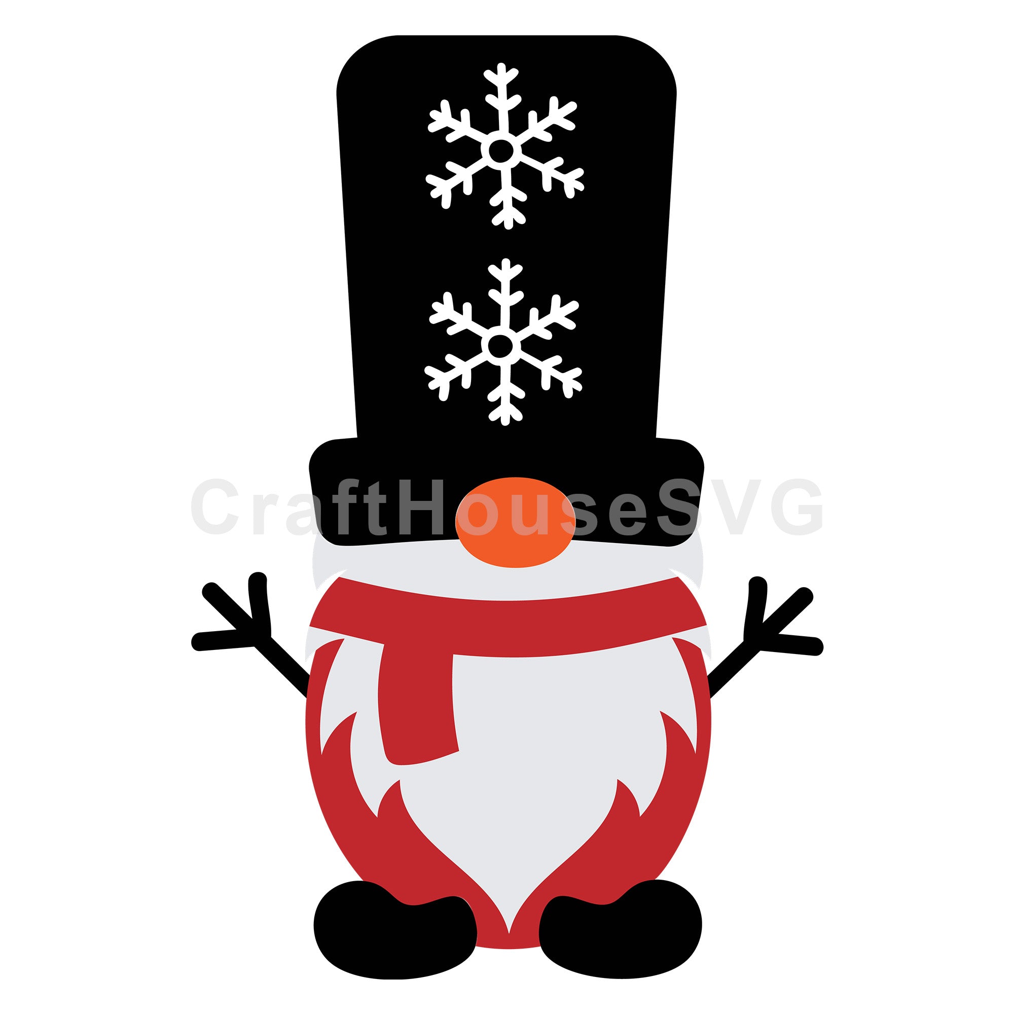 Snowflake Top Hat Gnome Christmas SVG