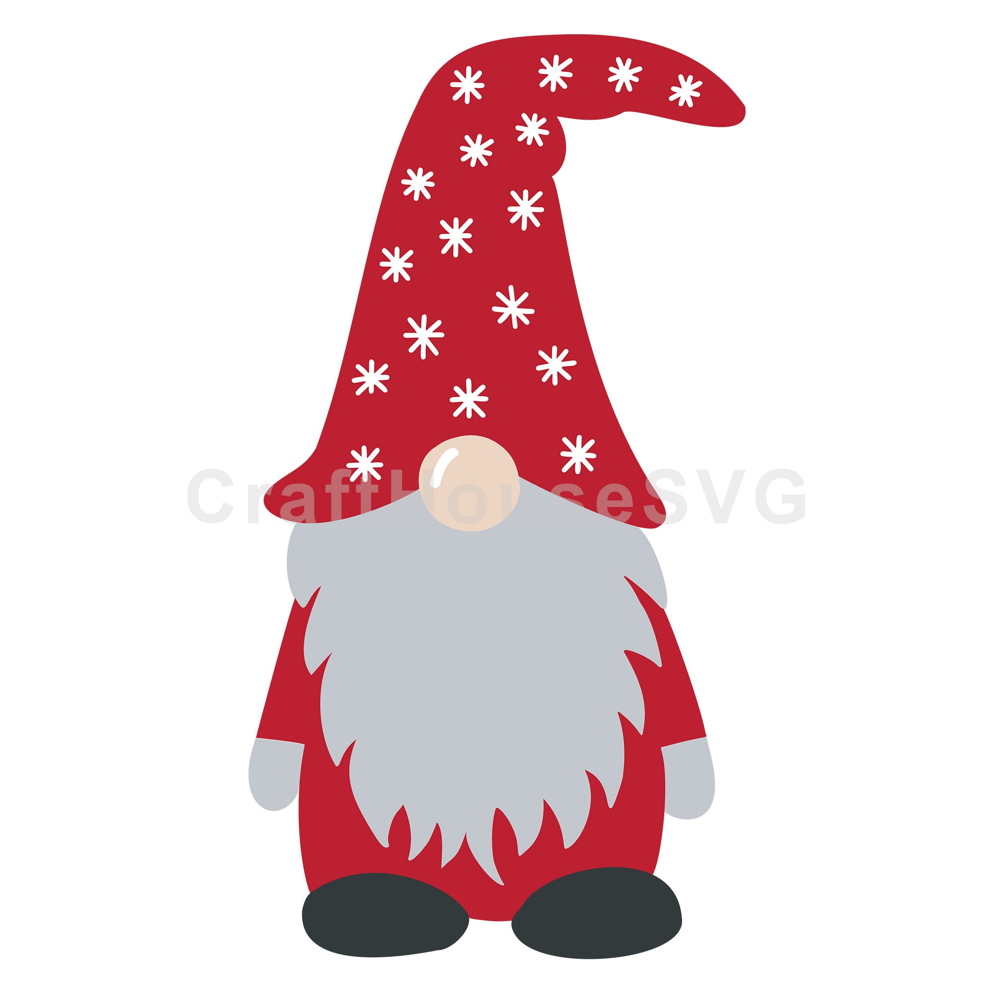 Snowflake Hat Red Gnome Christmas SVG