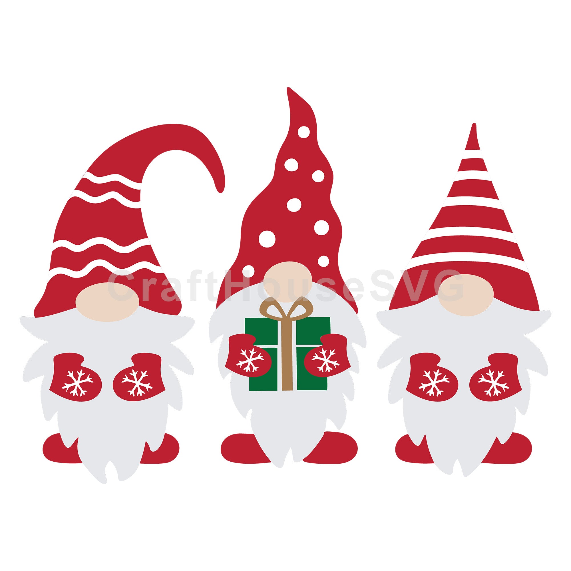 Gift Holding Gnome Trio Christmas SVG