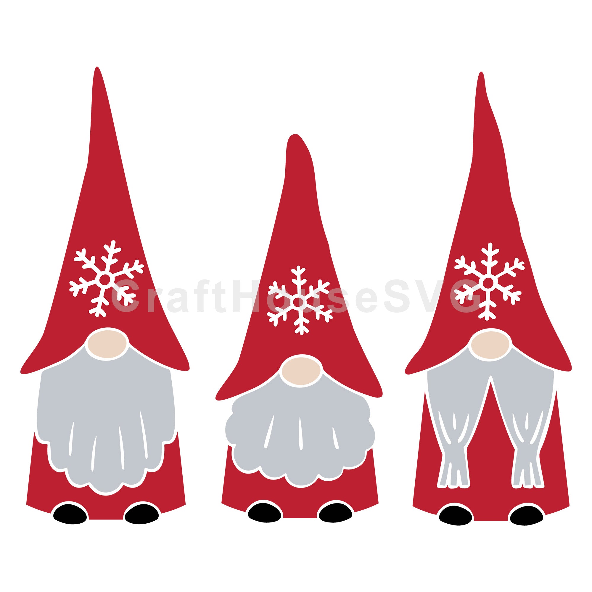 Snowflake Hat Gnome Trio Christmas SVG