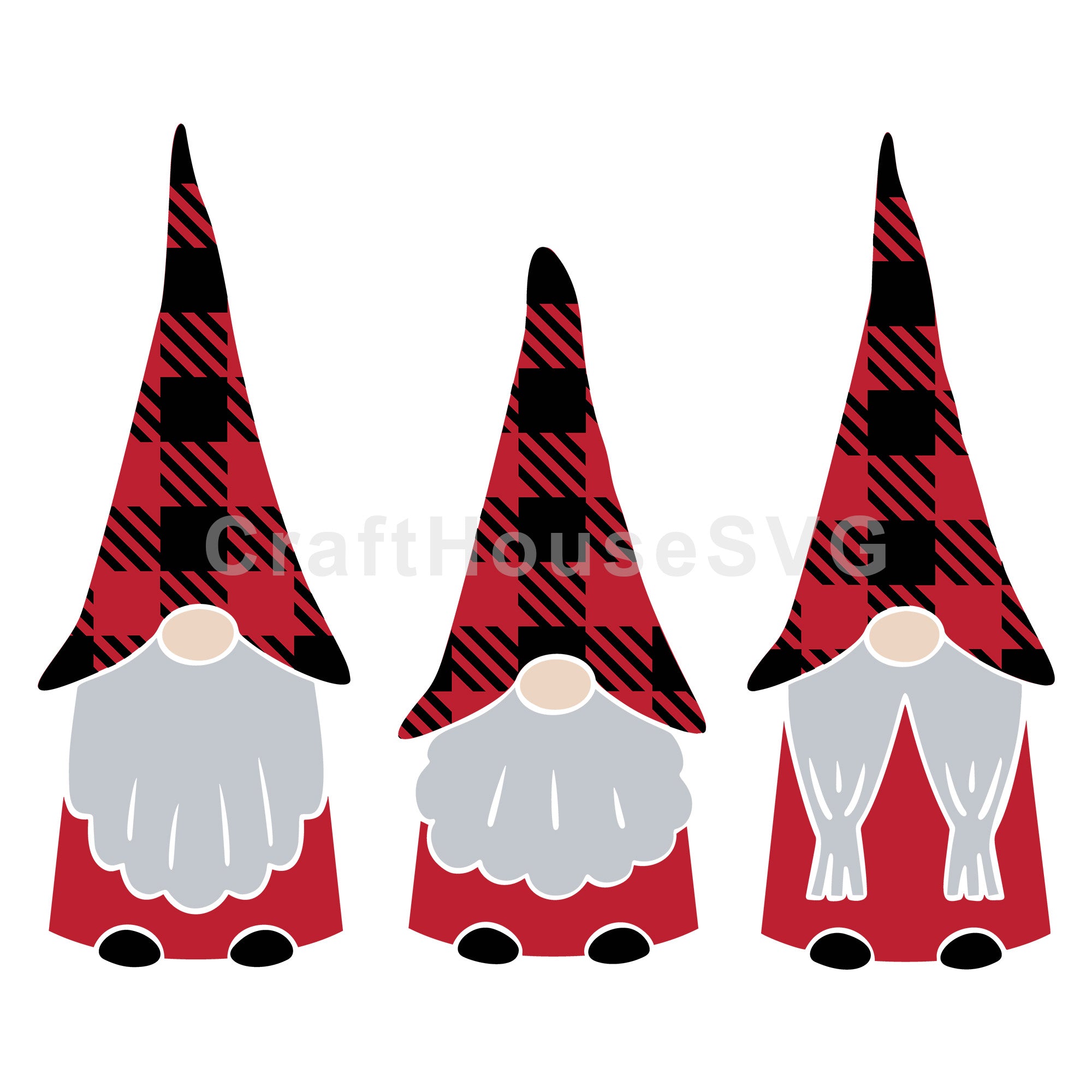 Plaid Hat Gnome Trio Christmas SVG