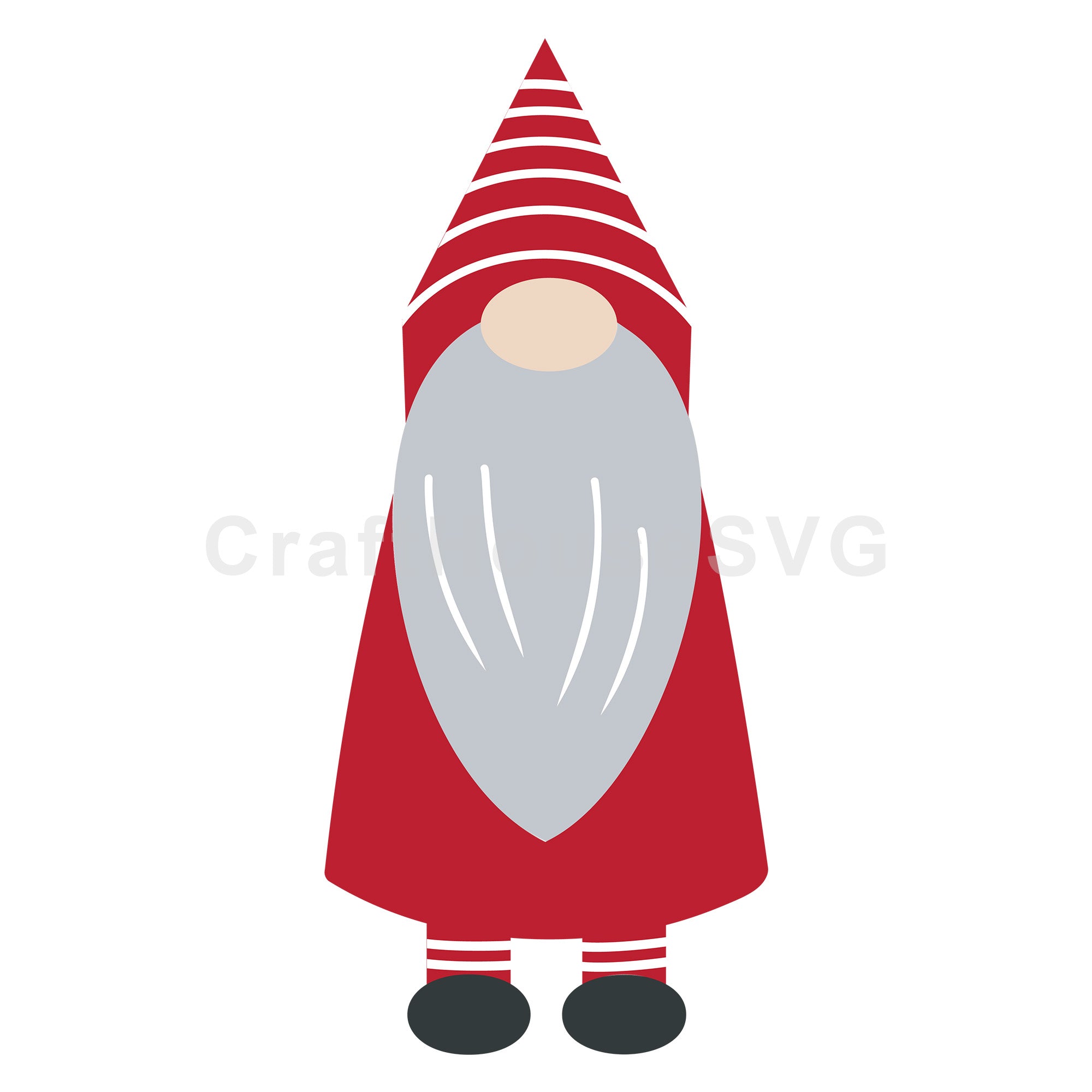 Striped Hat Tall Gnome Christmas SVG