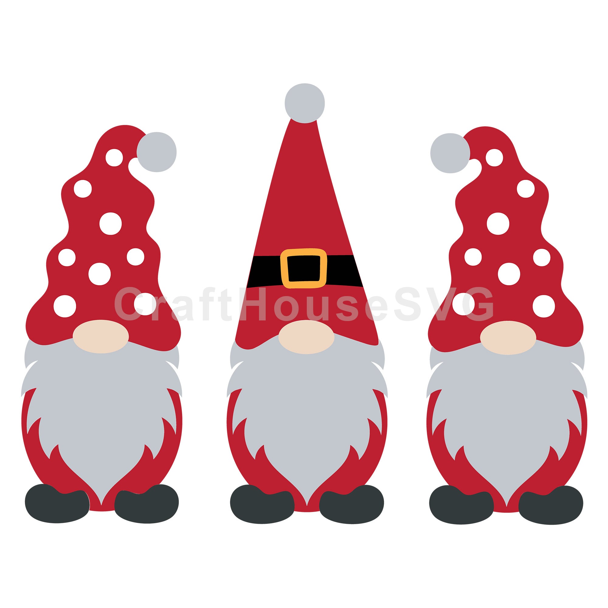 Polka Dot Gnome Trio Christmas SVG