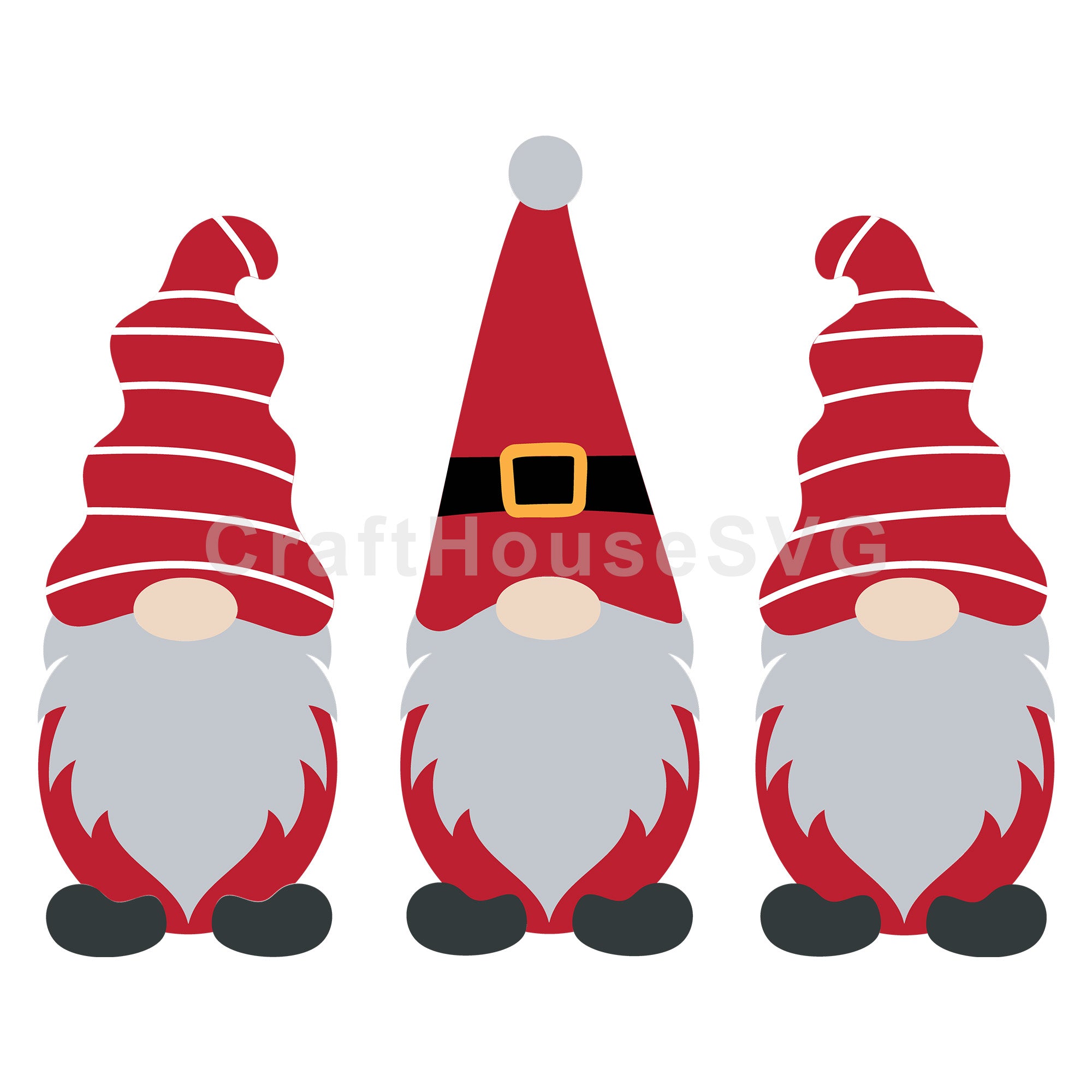 Striped Hat Gnome Trio Christmas SVG