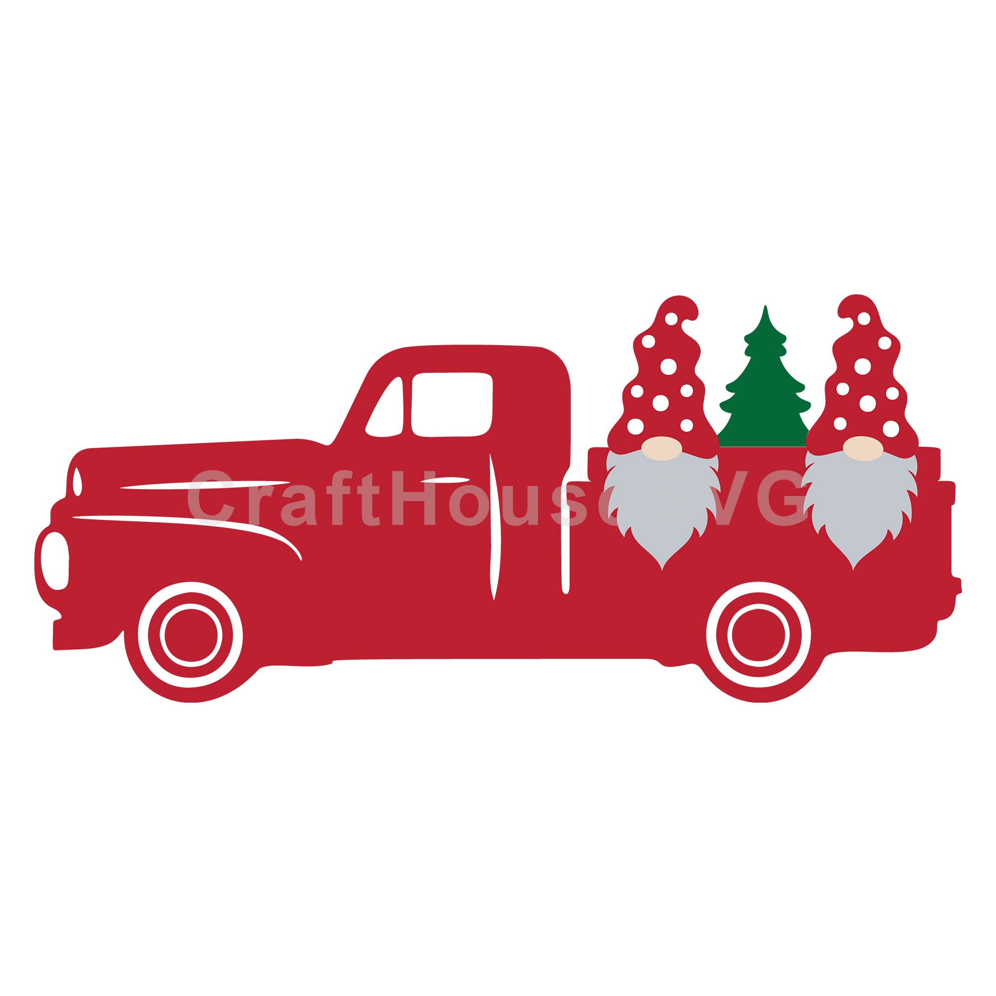 Gnomes in Red Truck Christmas SVG