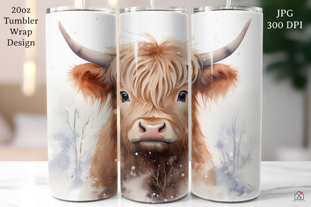 Easter Highland Cow Bunny Tumbler Design 20oz Tumblers