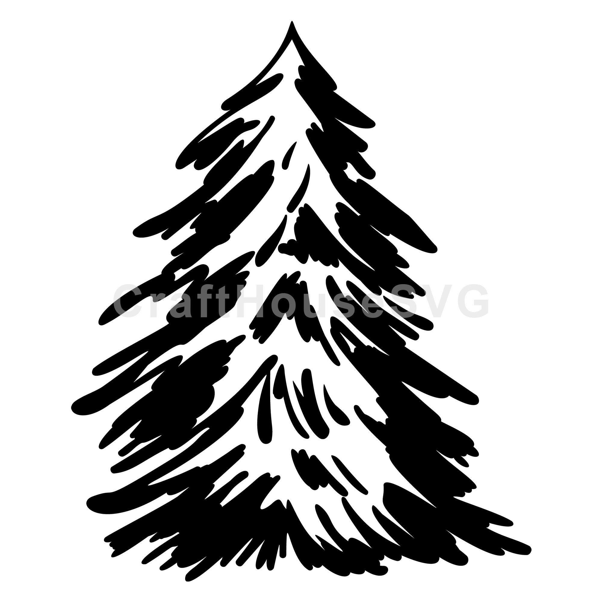 Brushstroke Christmas Tree Silhouette SVG