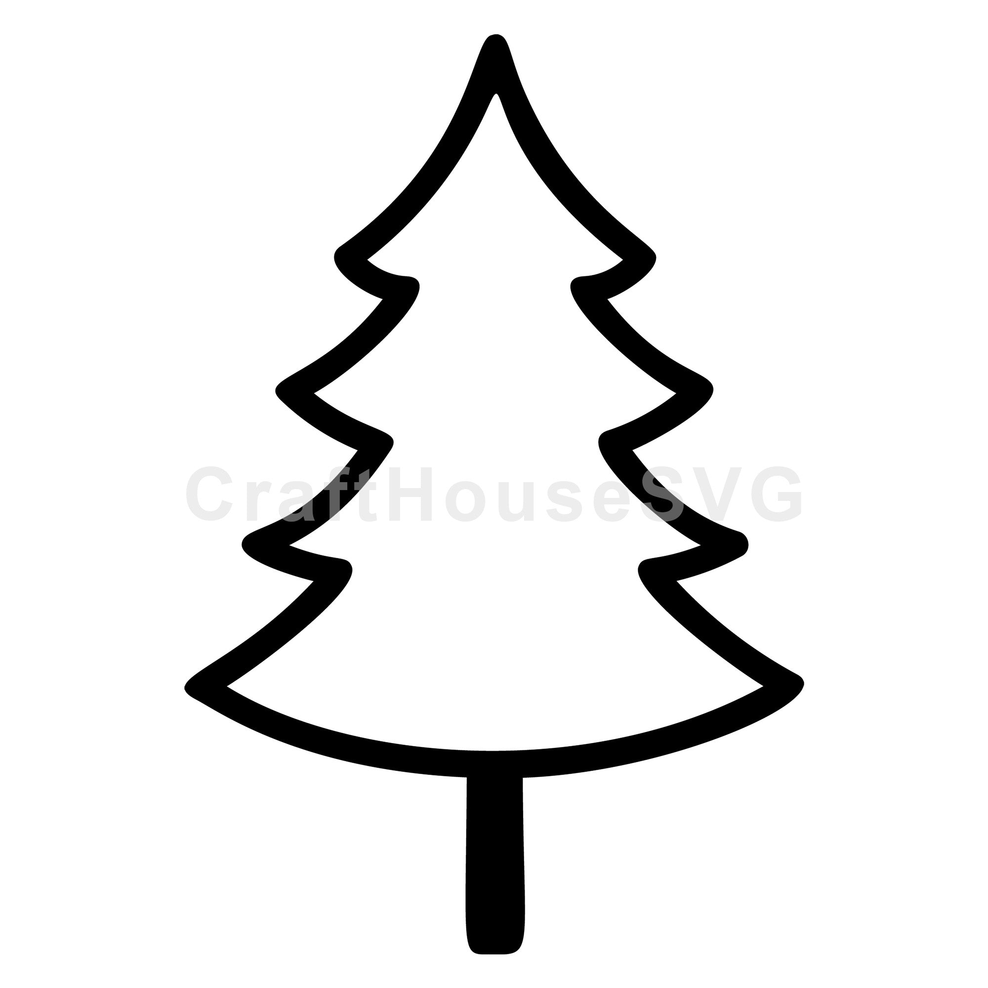 Simple Outline Christmas Tree Line Art SVG