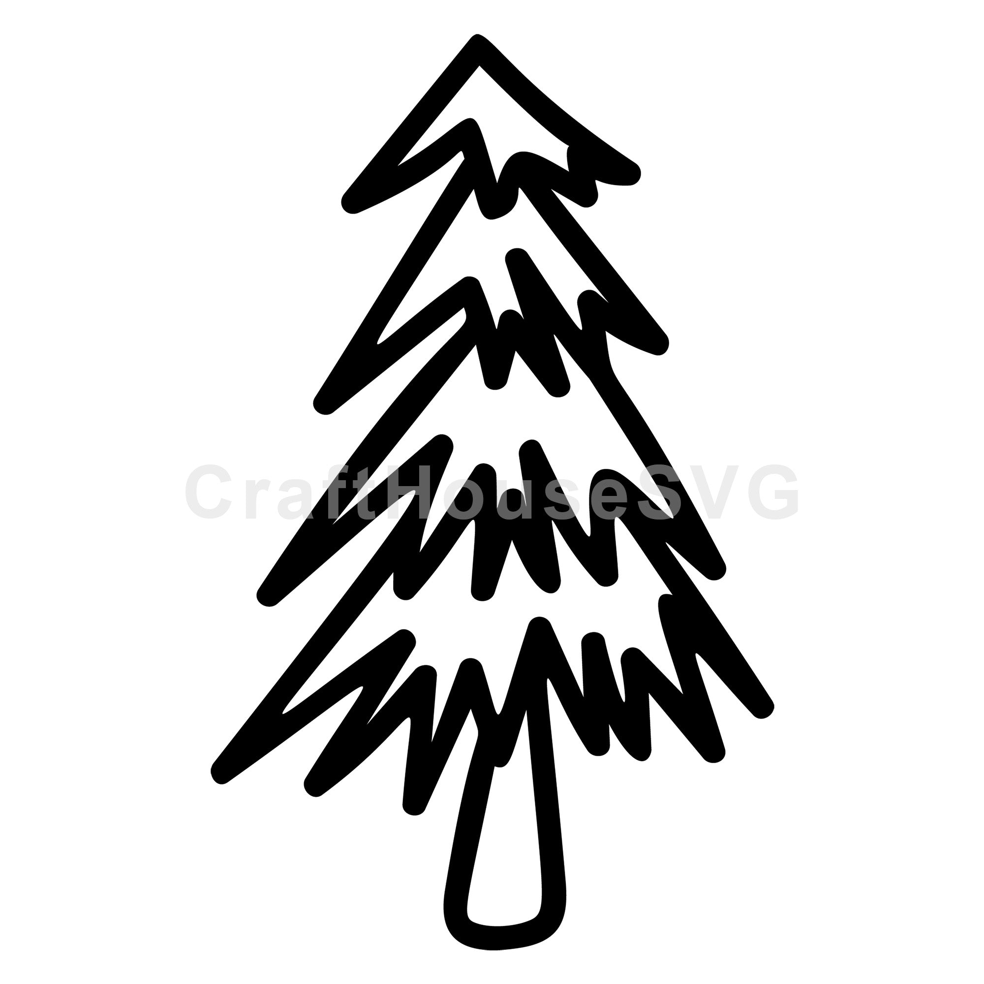 Sketchy Christmas Tree Line Art SVG