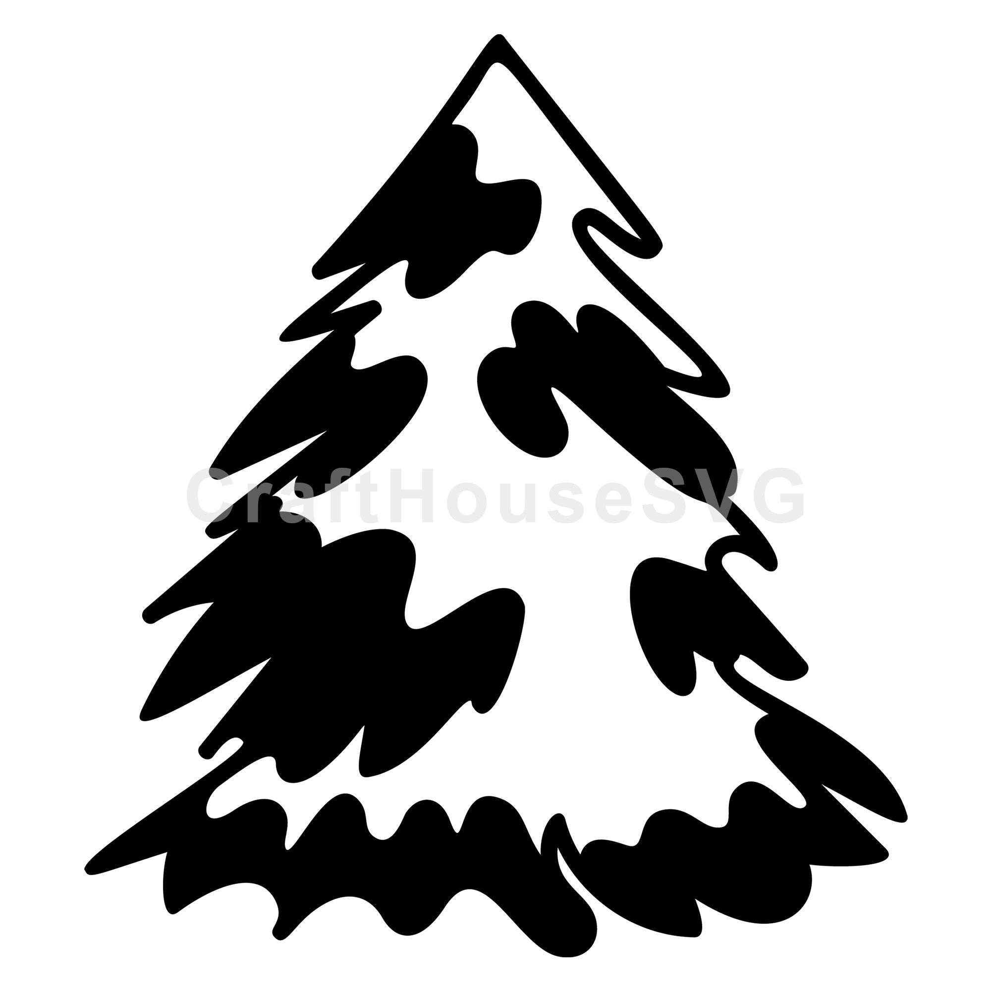 Patchy Brush Christmas Tree Line Art SVG