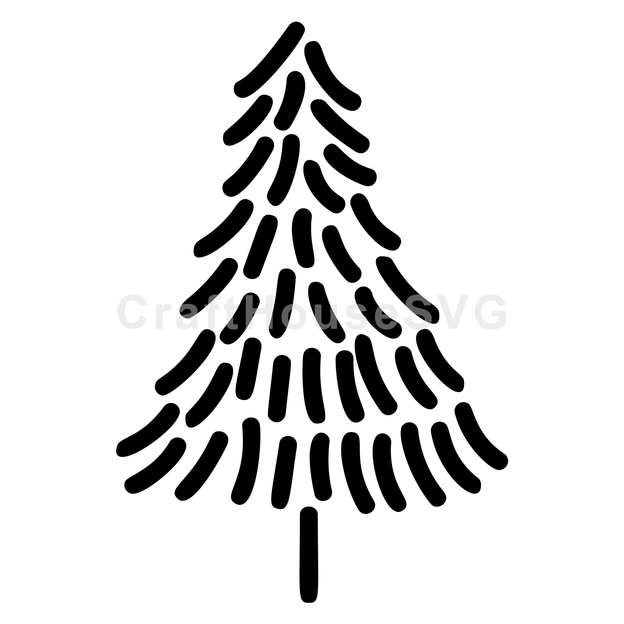 Minimal Lines Christmas Tree Silhouette SVG