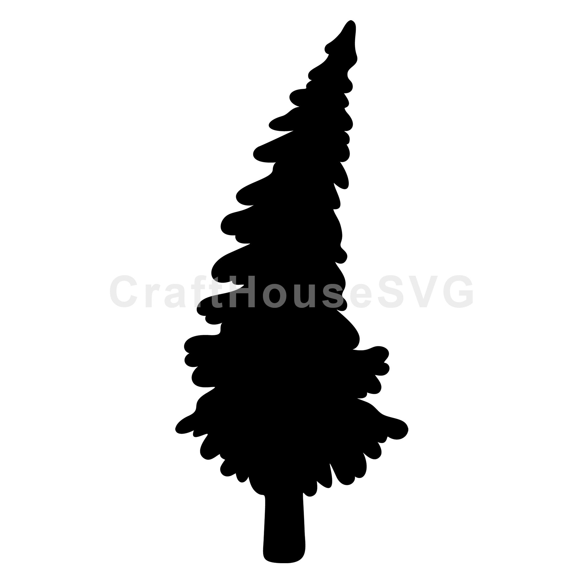 Tall Curved Christmas Tree Silhouette SVG