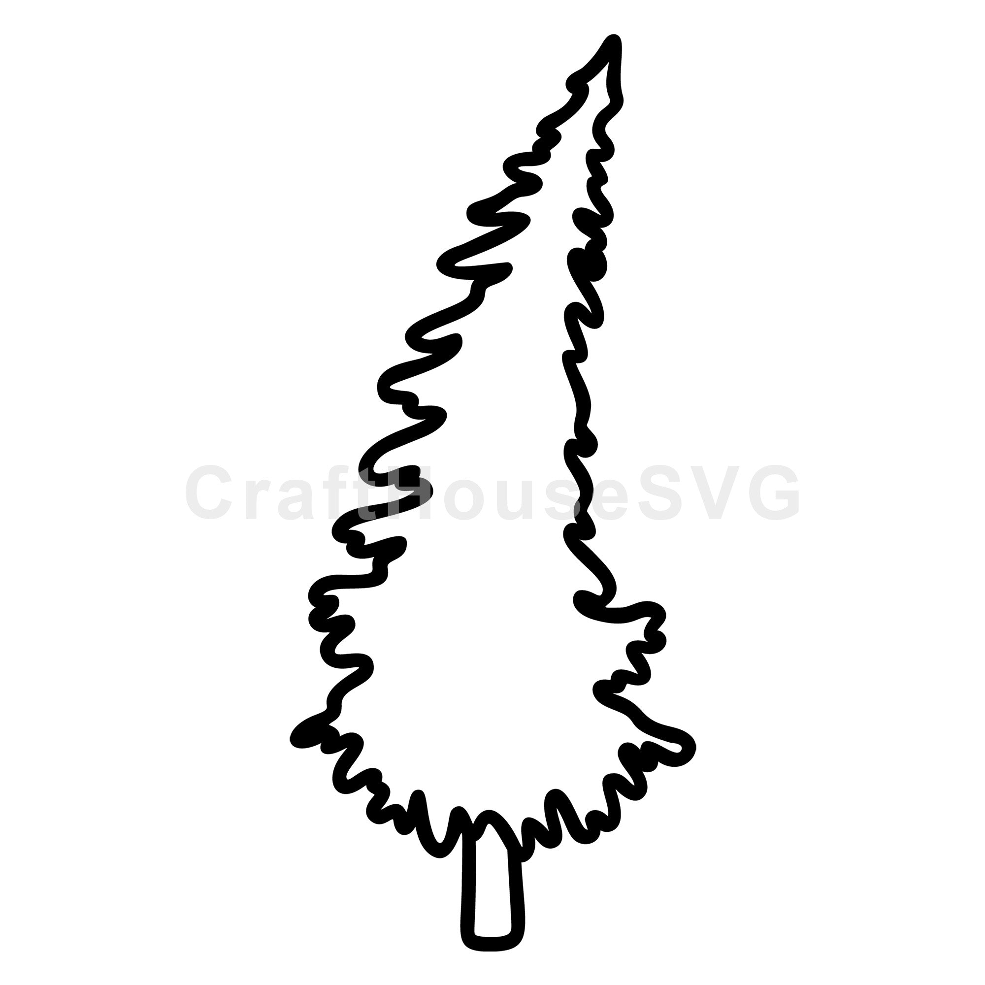 Curvy Outline Christmas Tree Line Art SVG