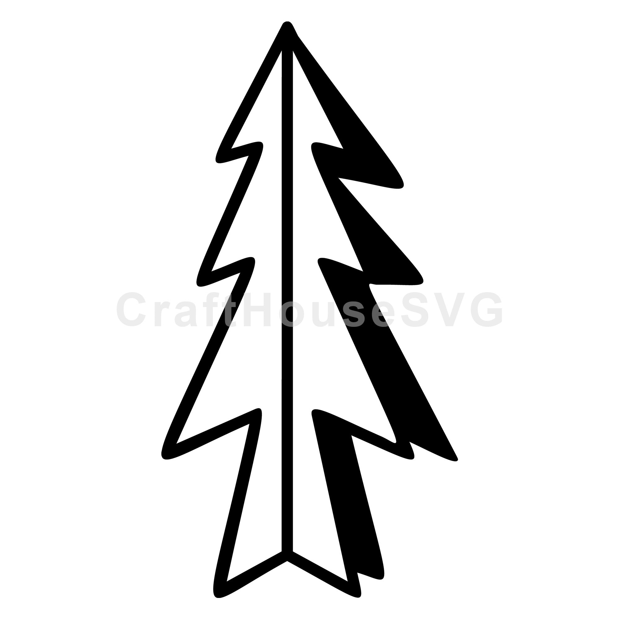 Geometric Christmas Tree Line Art SVG