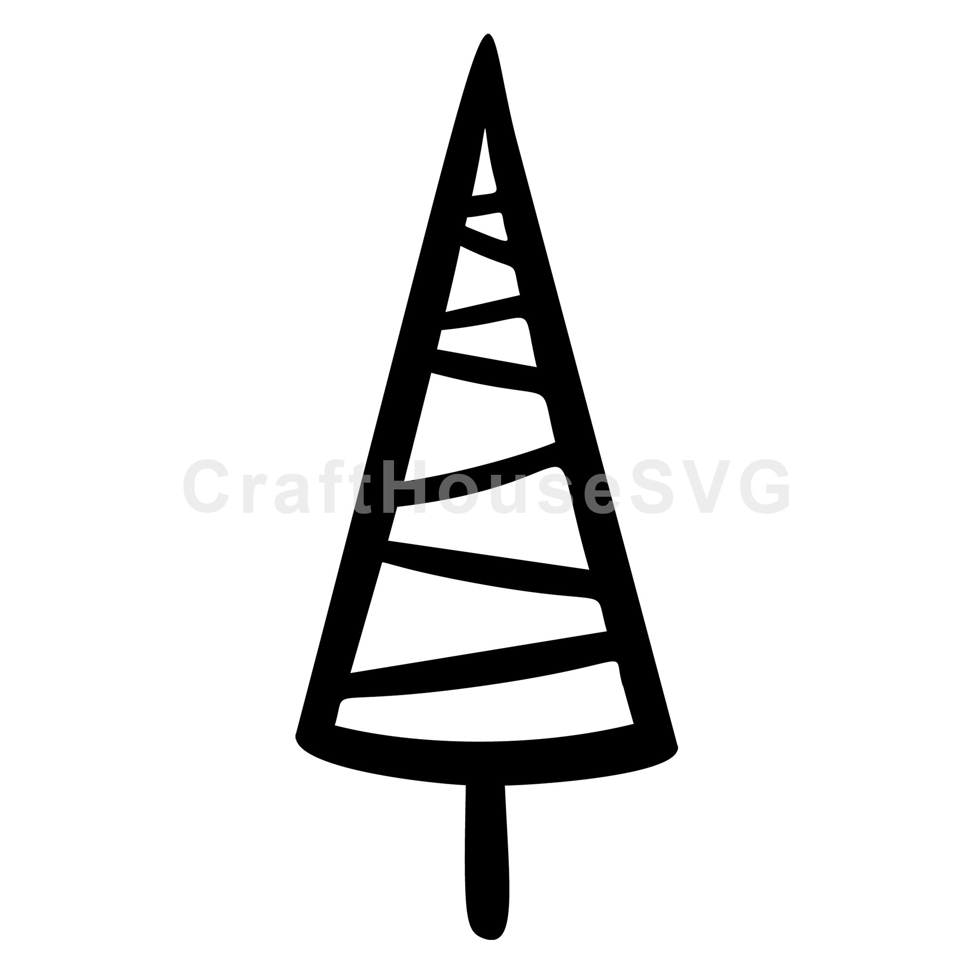 Tall Stripe Christmas Tree Line Art SVG