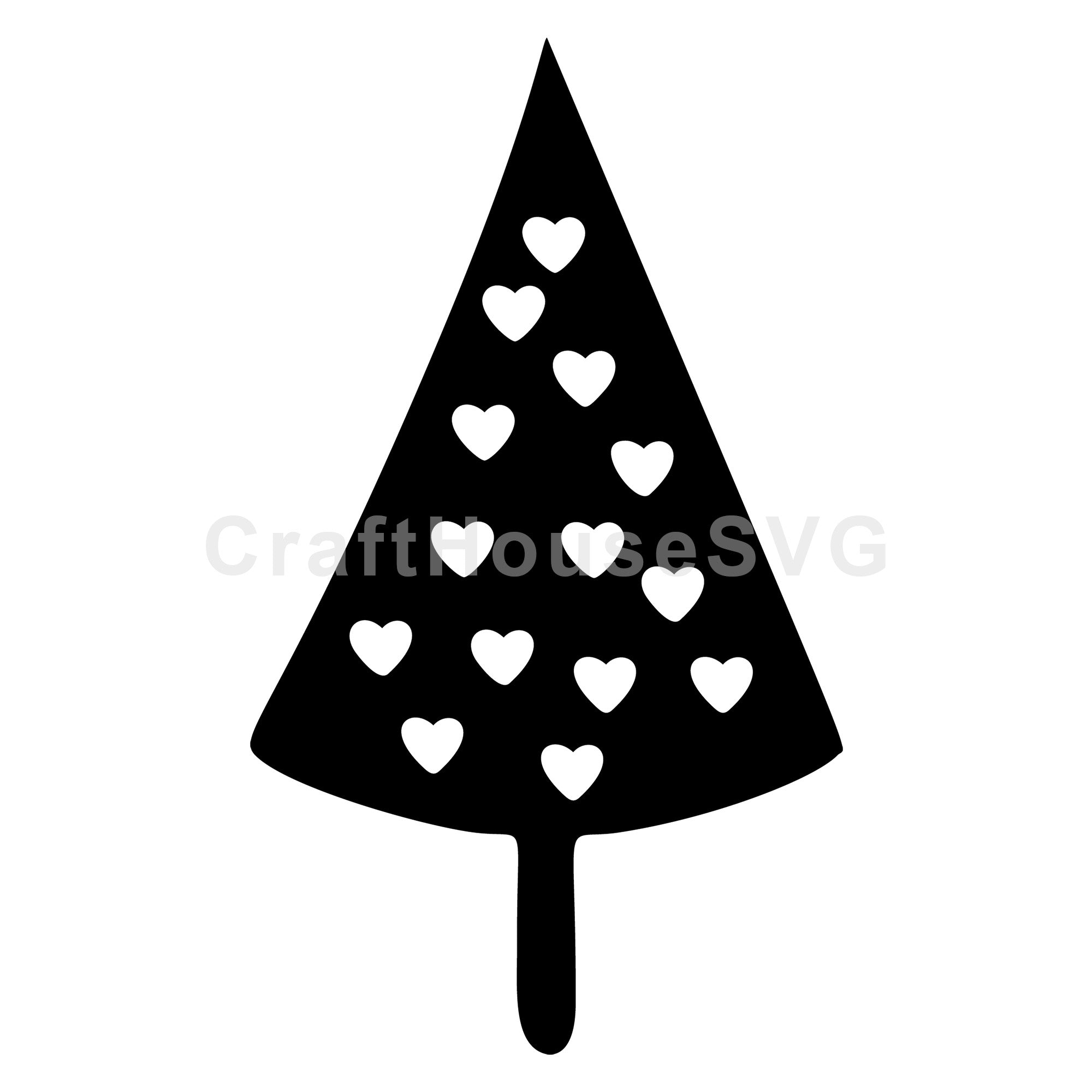 Heart Decor Christmas Tree Silhouette SVG