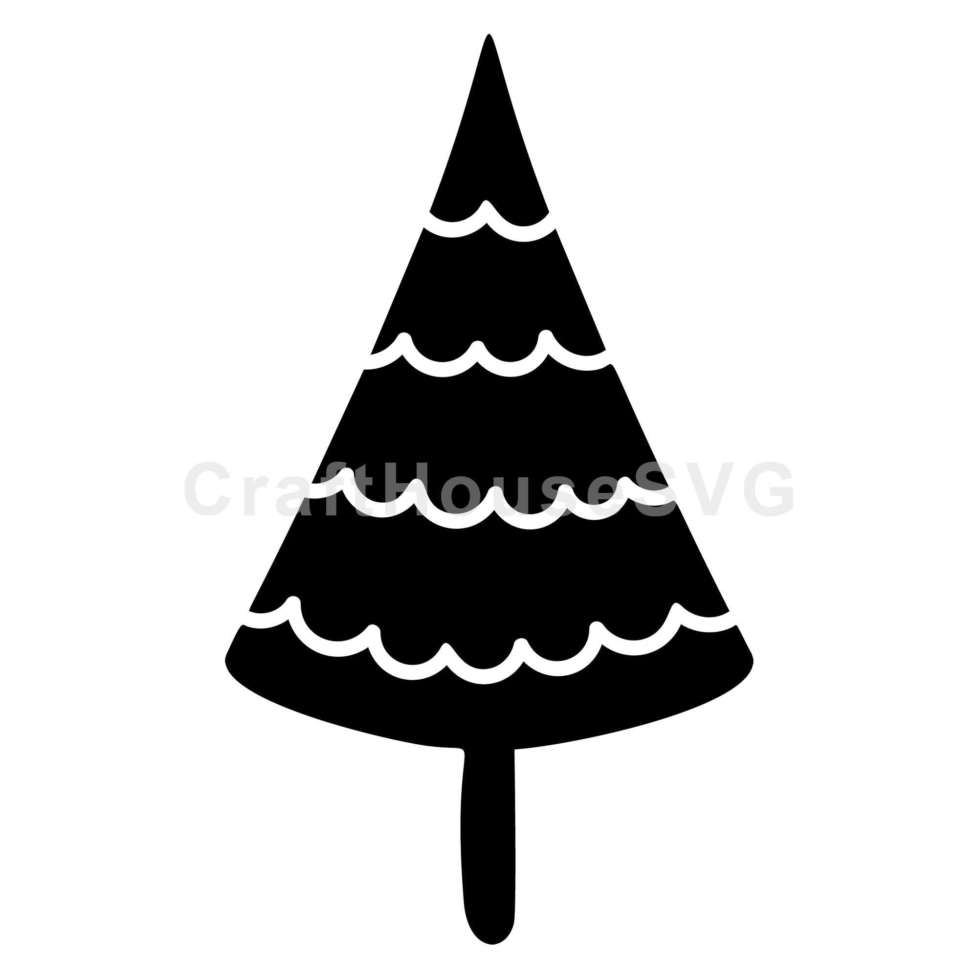 Wavy Stripe Christmas Tree Silhouette SVG