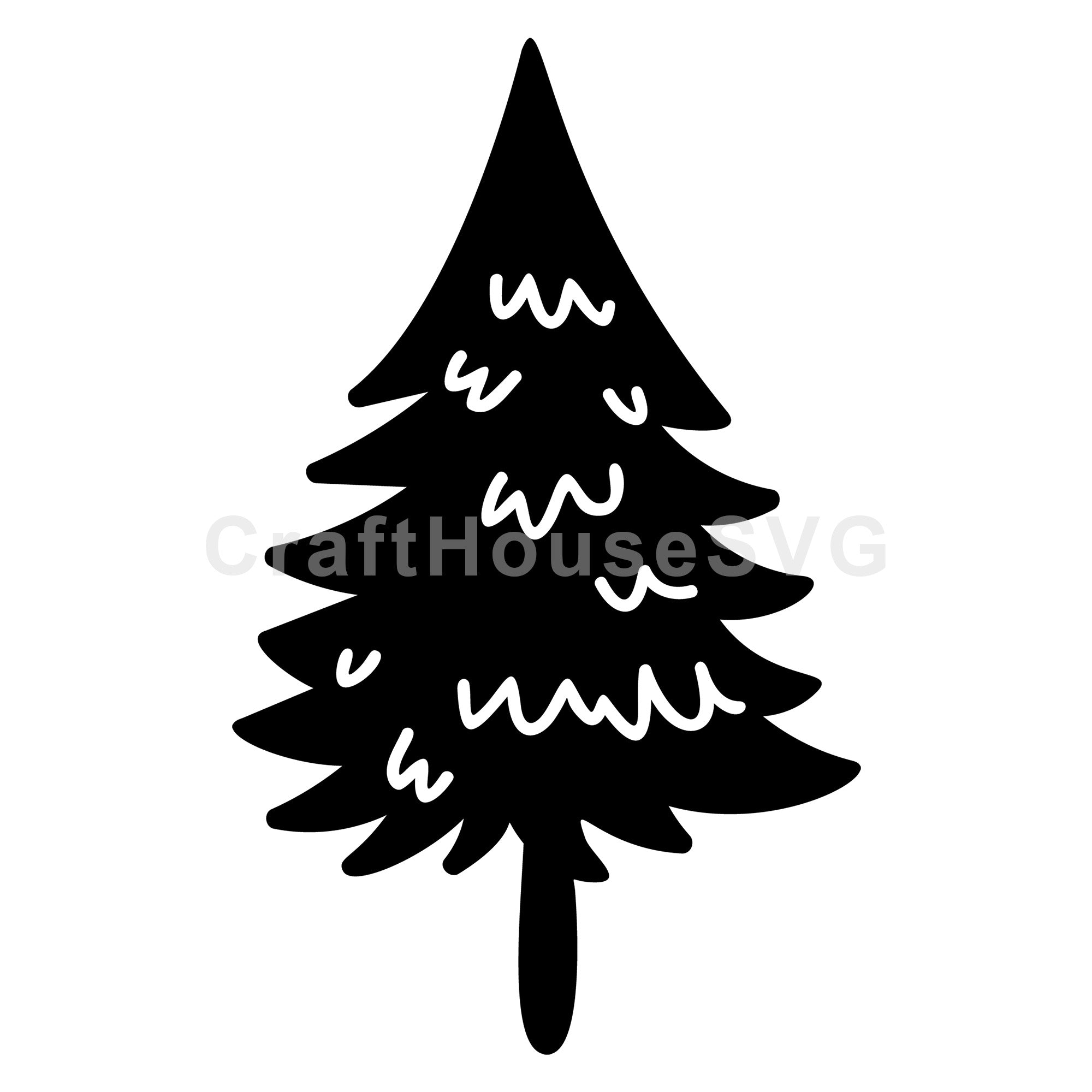 Squiggle Decor Christmas Tree Silhouette SVG