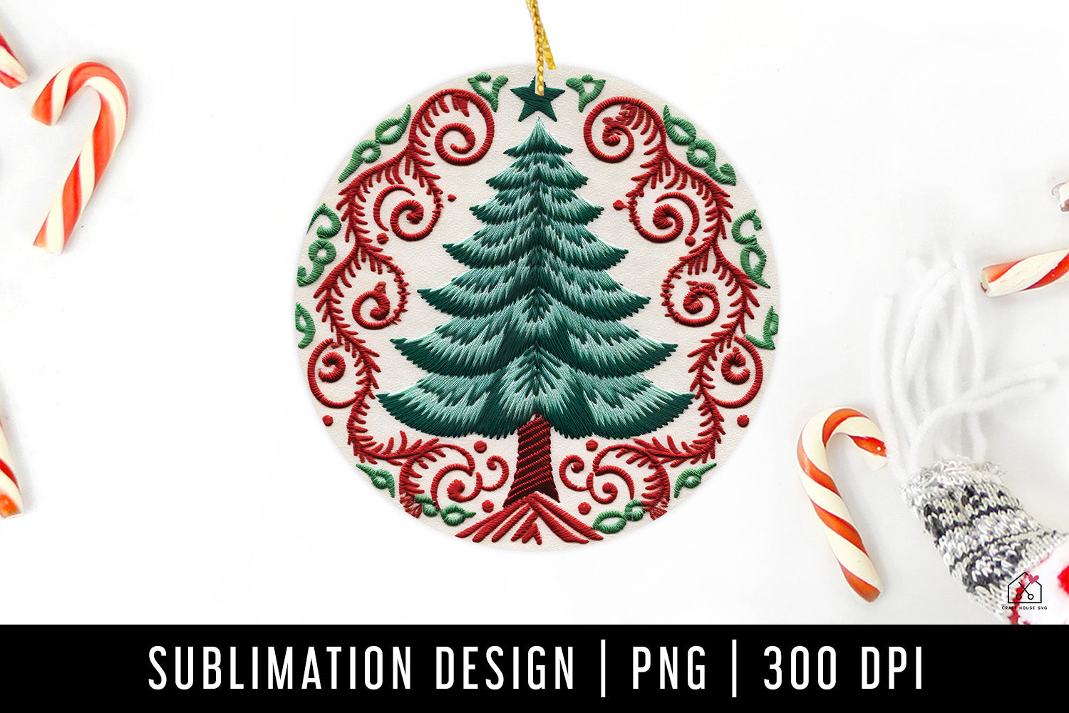 FREE 3D Christmas Sublimation Winter Ornament Design PNG
