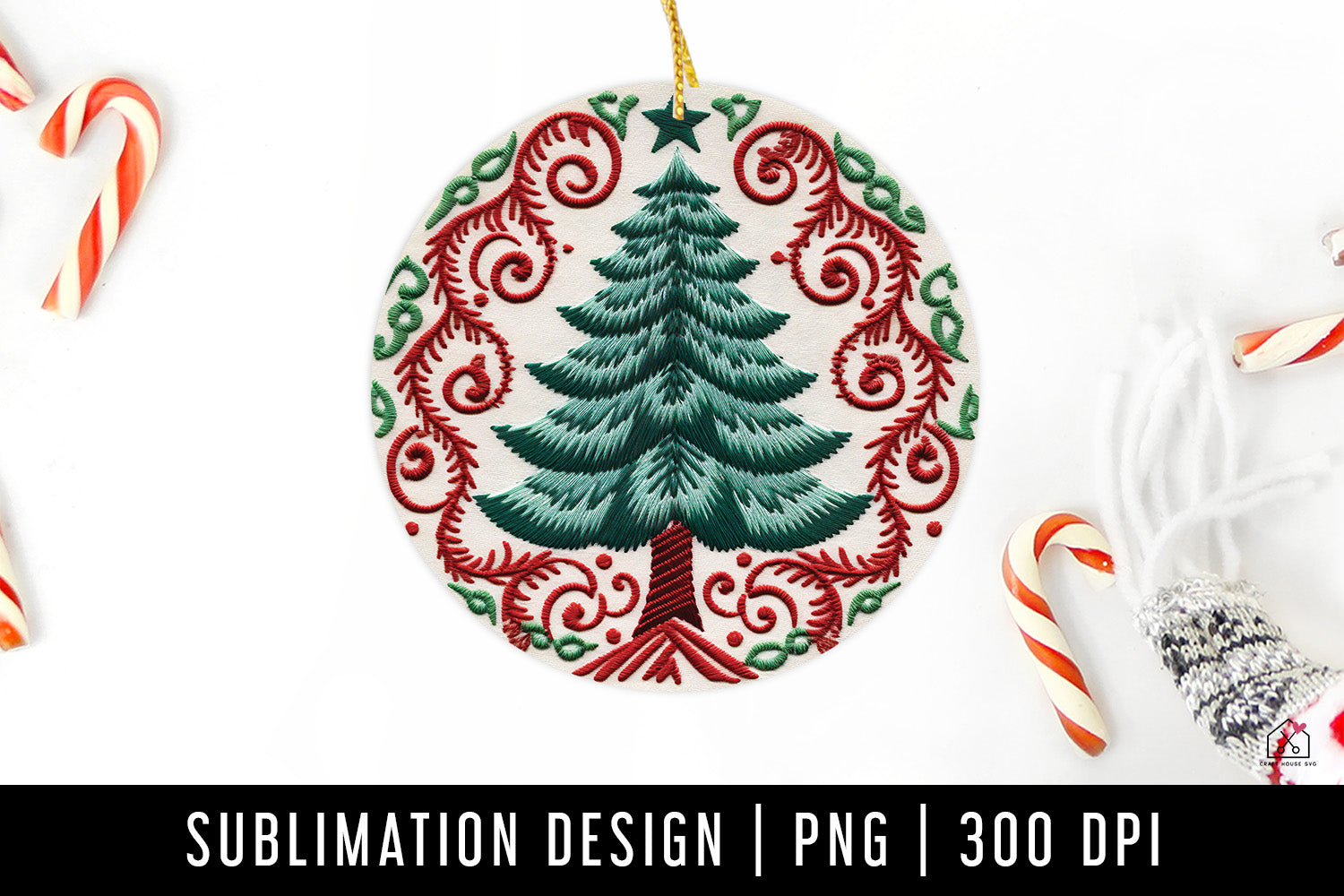 FREE 3D Christmas Sublimation Winter Ornament Design PNG - Craft House SVG